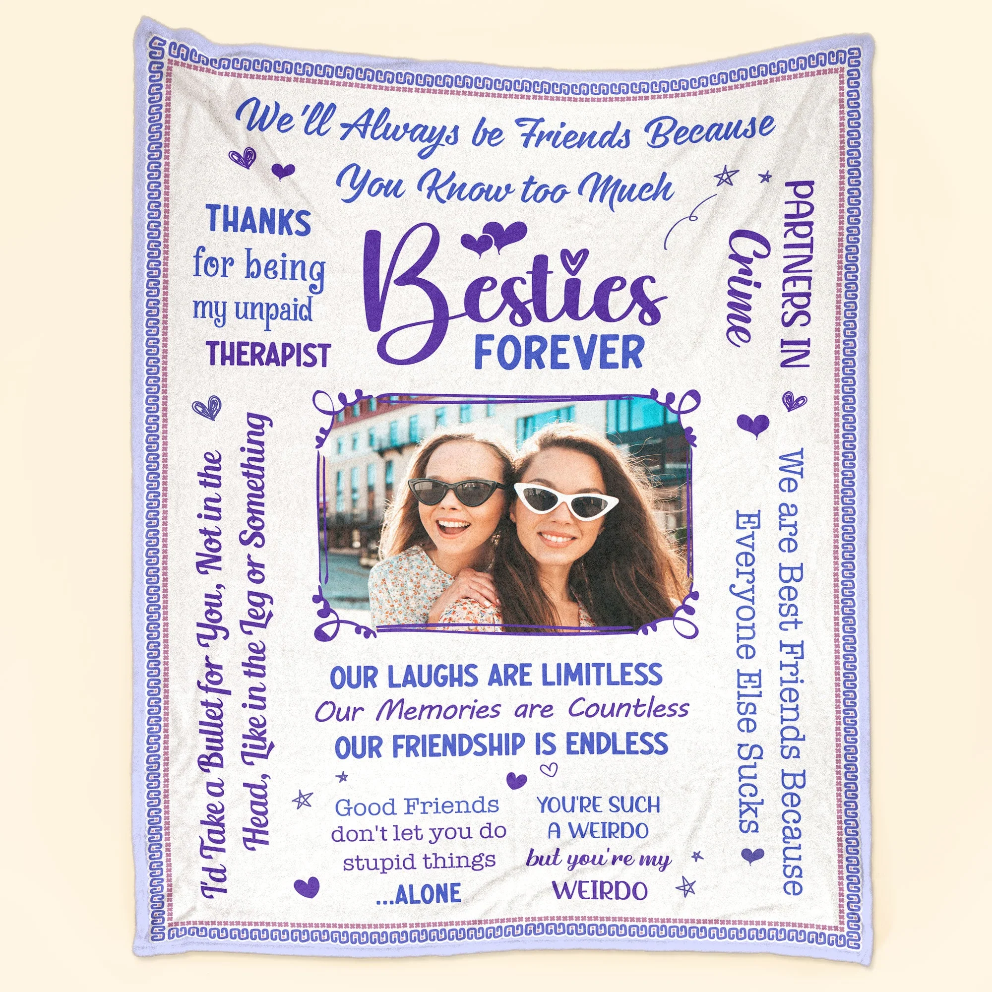 Besties Forever - Personalized Photo Blanket - Image 2