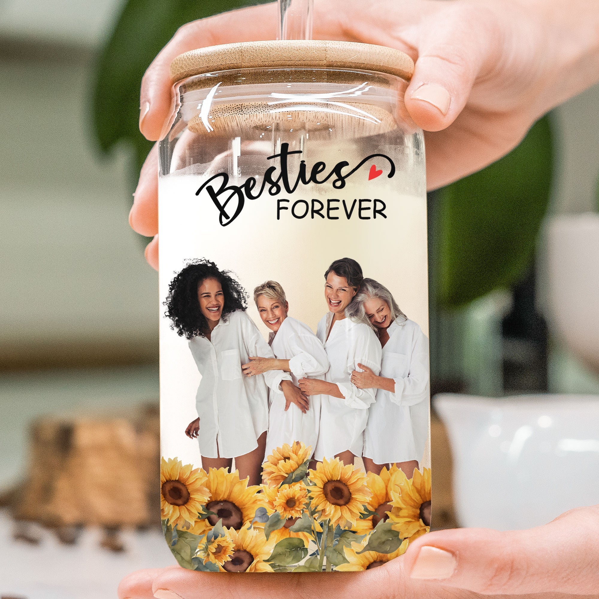 Besties Forever - Personalized Photo Clear Glass Cup - Image 2