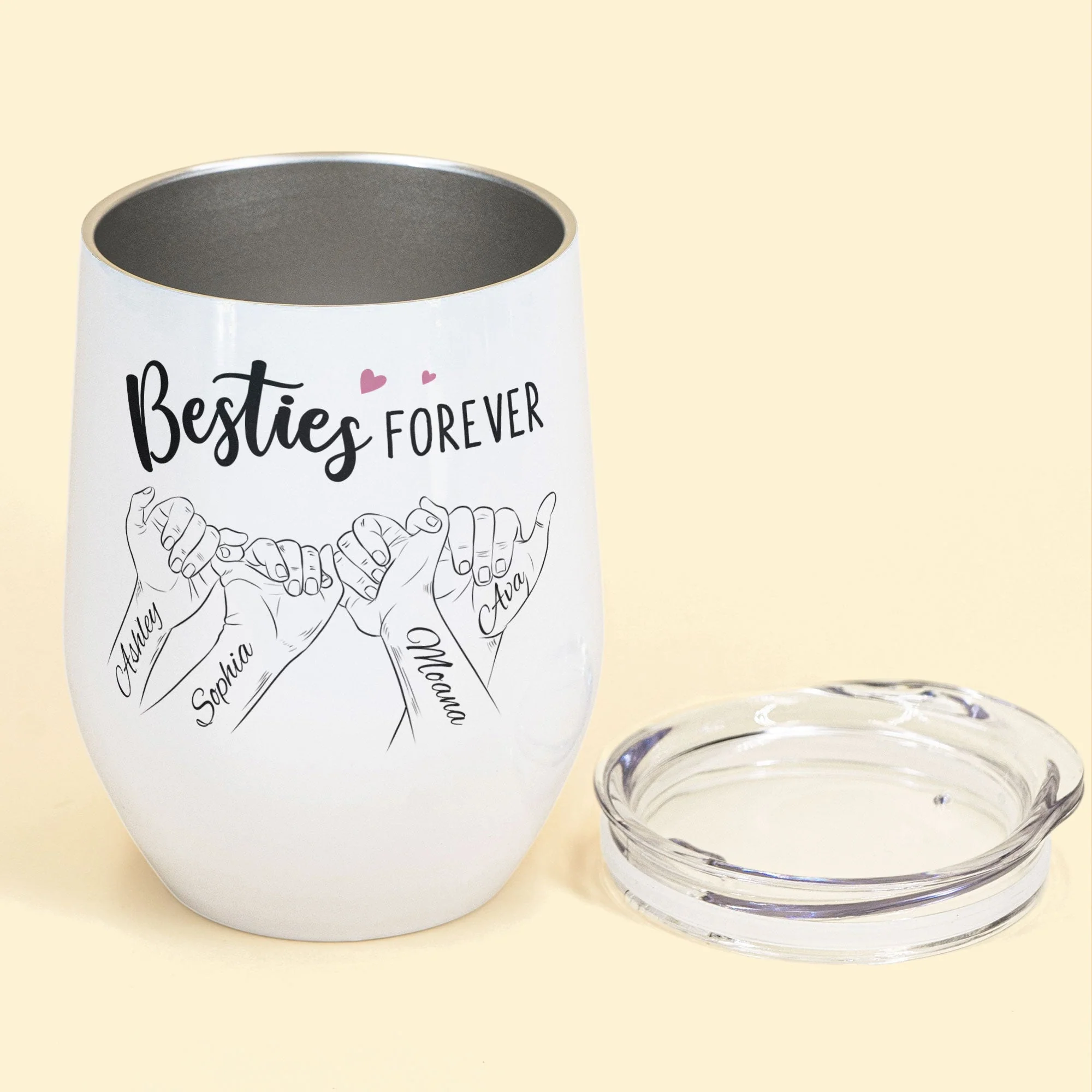 Besties Forever Pinky Promise - Personalized Wine Tumbler - Anniversary, Birthday Gift For Besties, Friends, BFF, Girl Crew - Image 3