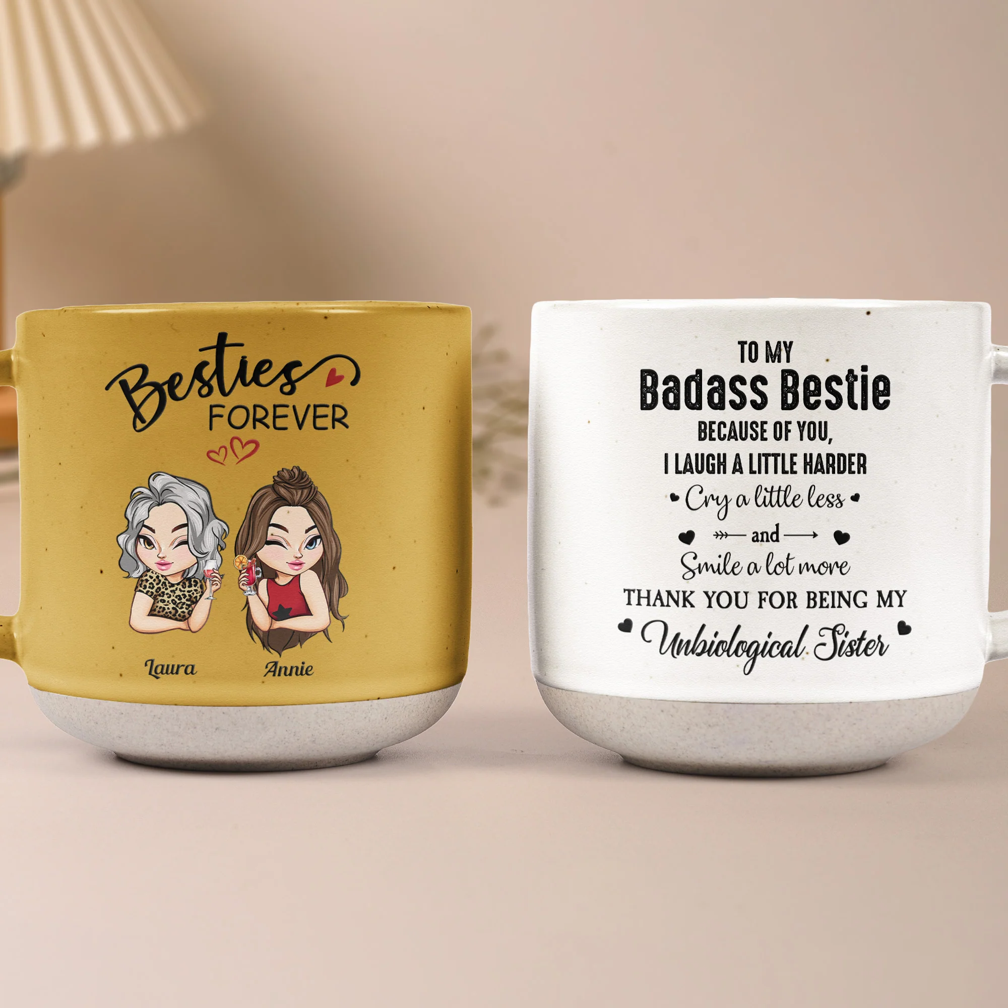 Besties Forever To My Badass Besties - Personalized Pottery Mug - Image 5