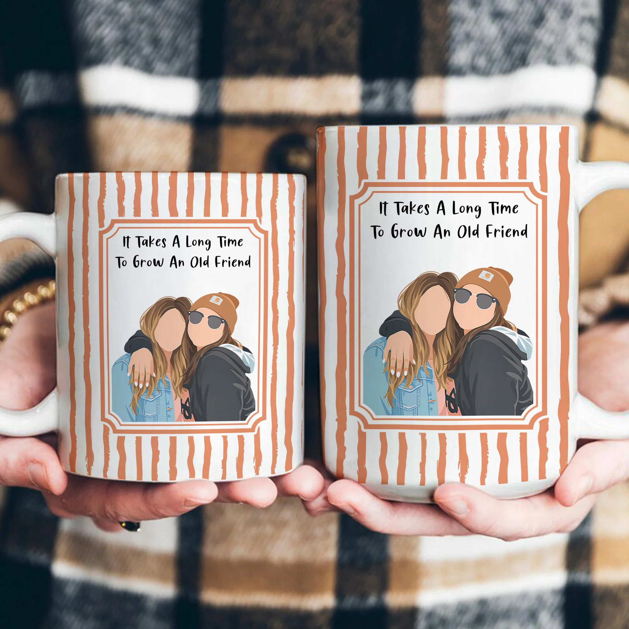 Besties Forever Turn Your Photo Into Faceless Art Style - Personalized Mug - Image 6
