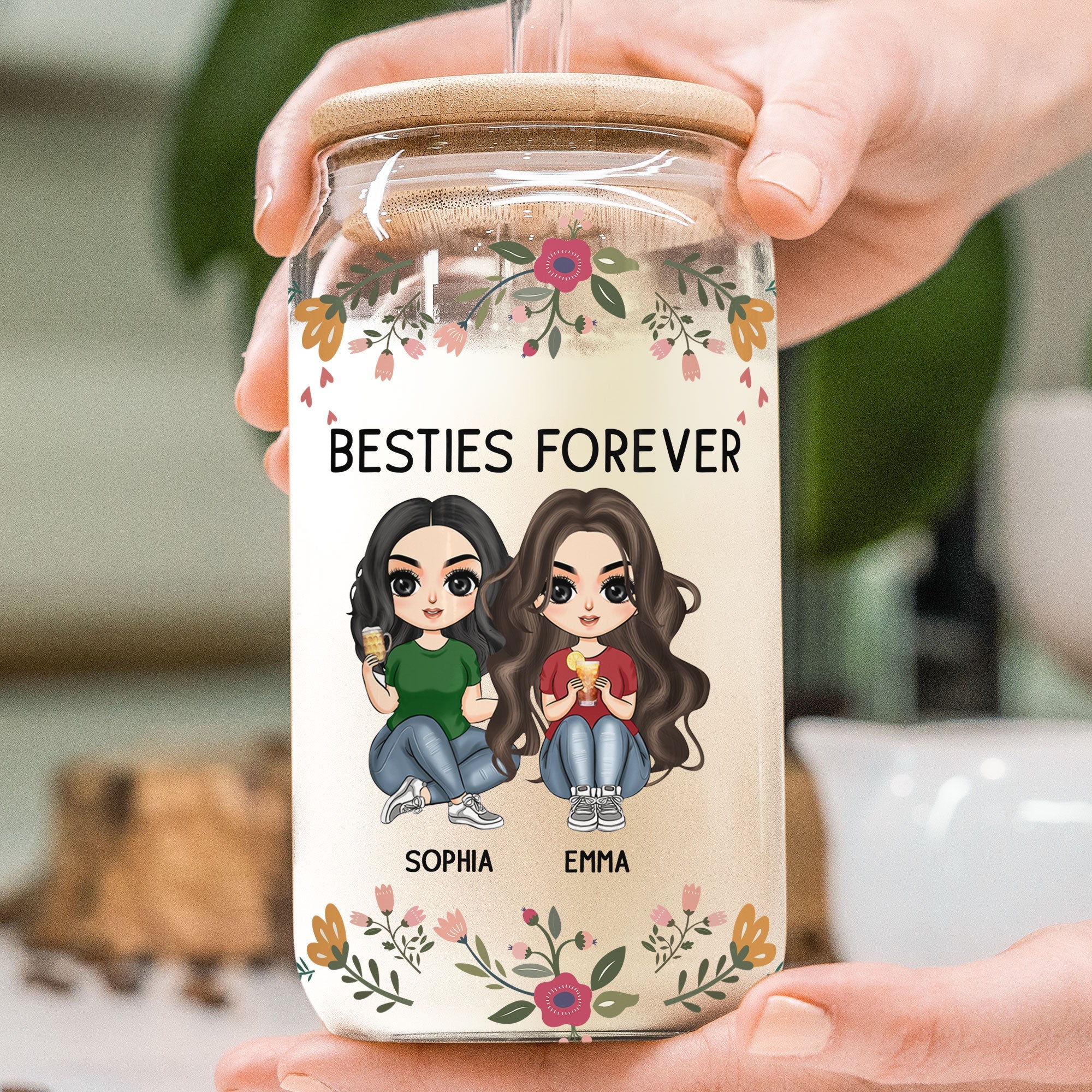 Besties Forever You Are Soul Sister Partner In Crime - Personalized Clear Glass Cup - Image 2