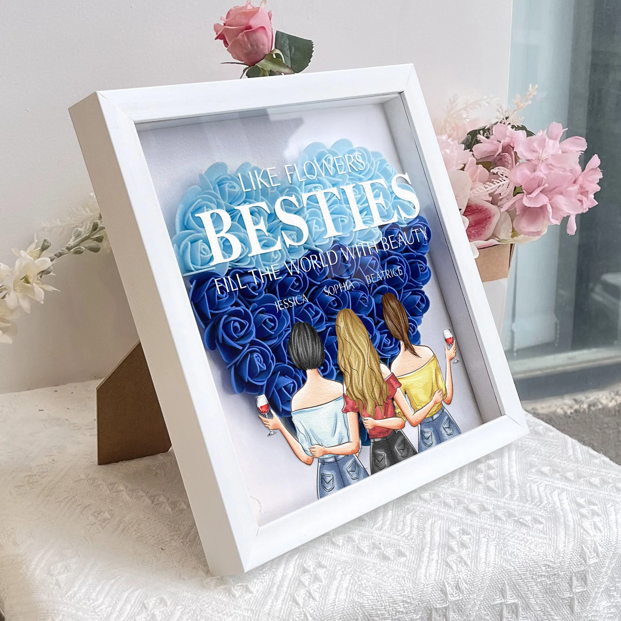 Besties Like Flowers - Personalized Flower Shadow Box - Image 5