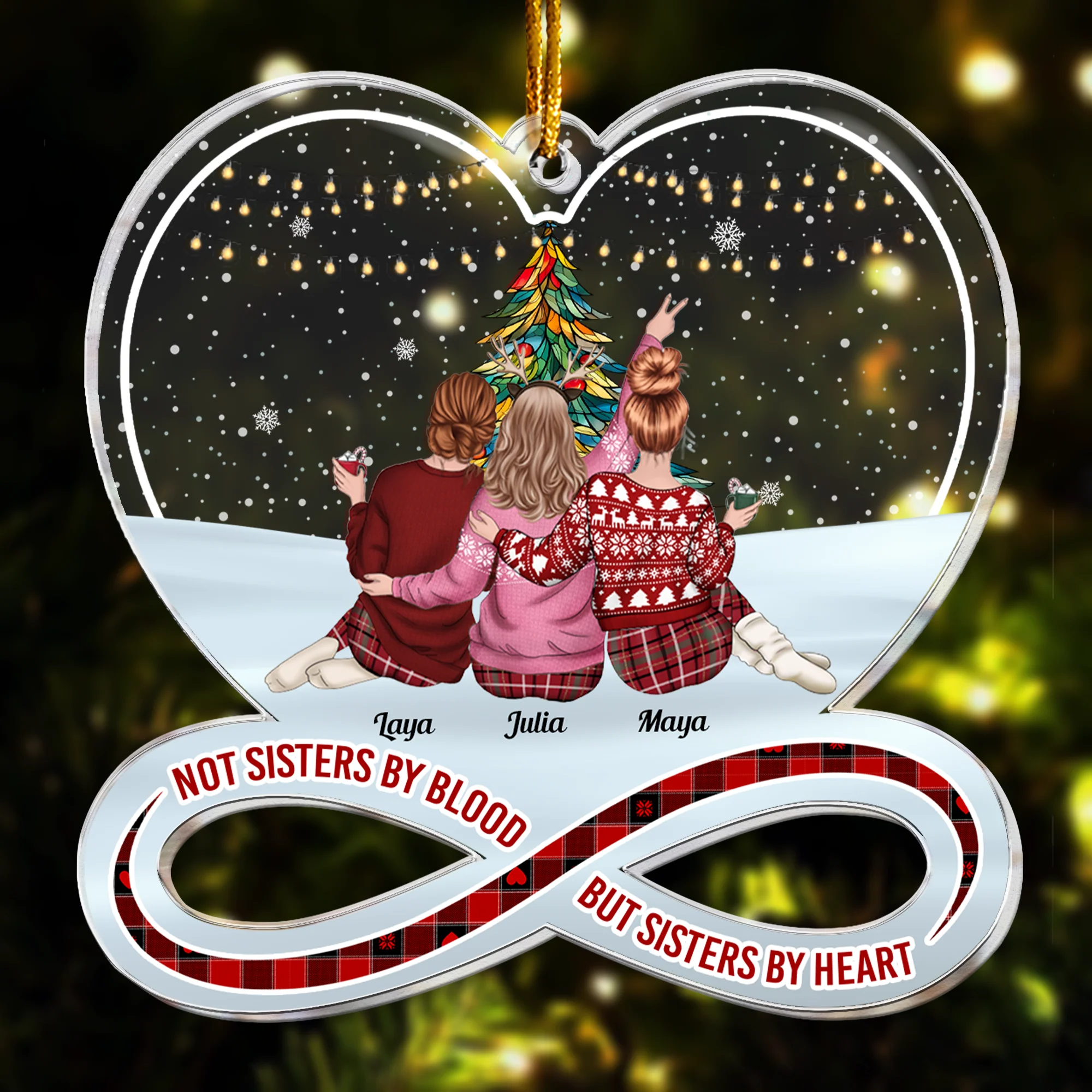 Besties Under Christmas Tree - Personalized Acrylic Ornament - Image 2