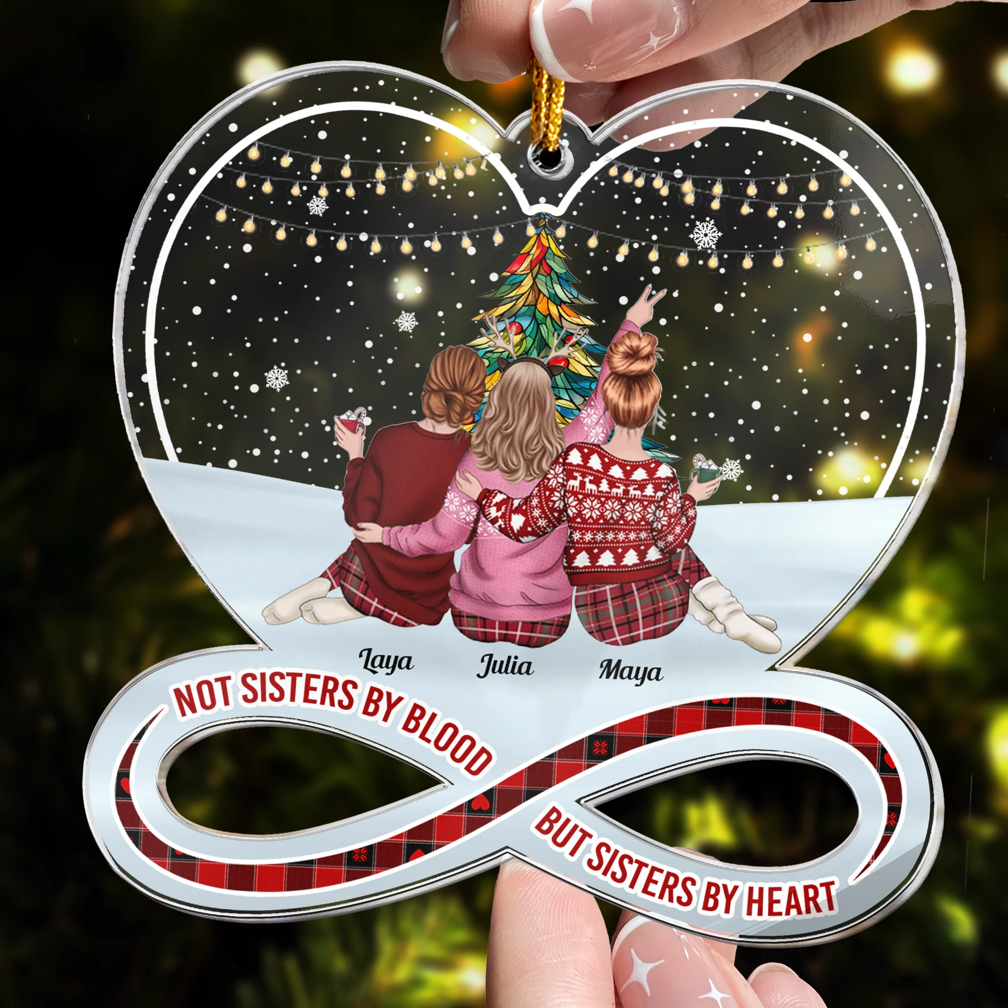 Besties Under Christmas Tree - Personalized Acrylic Ornament - Image 4
