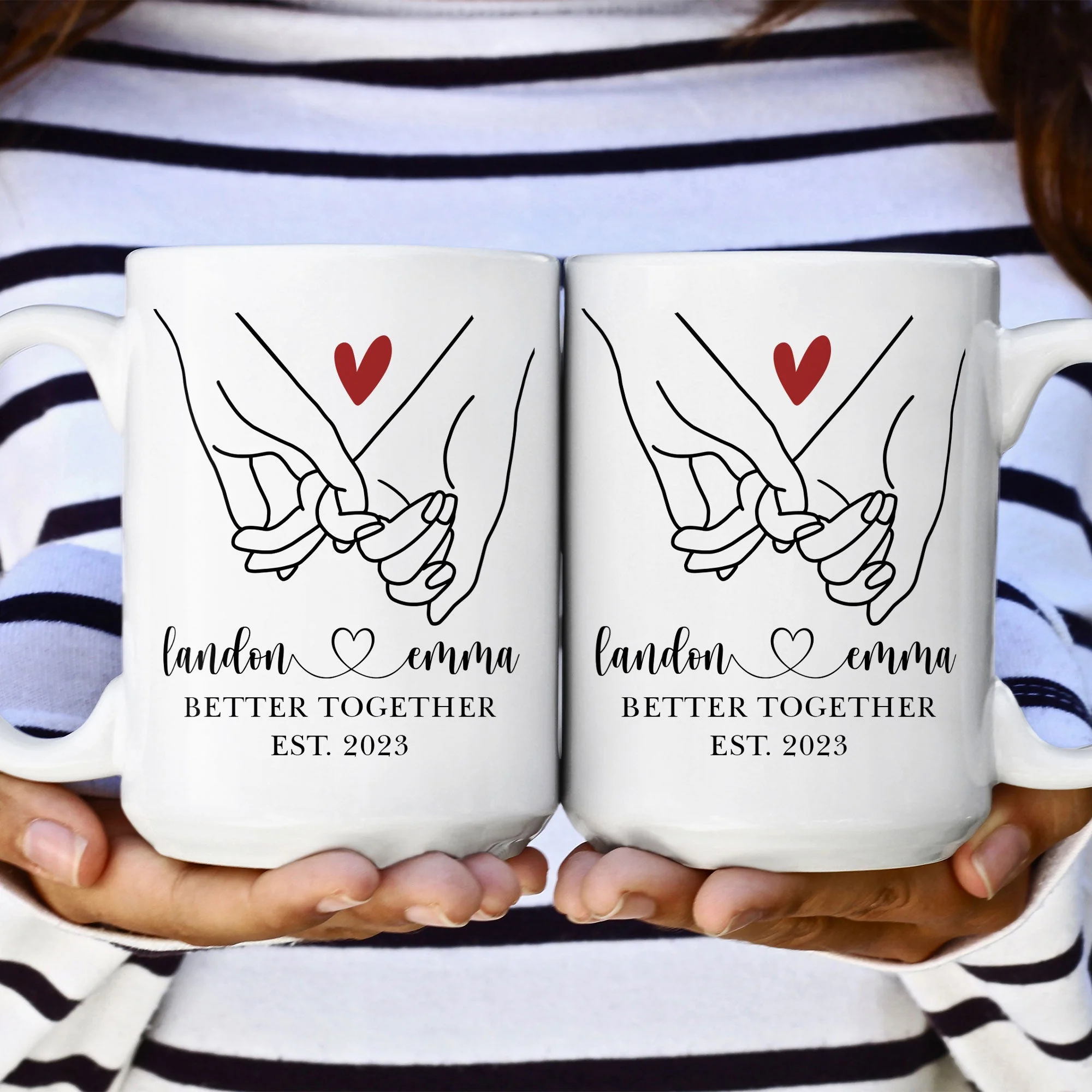 Better Together Holding Hand Couples Anniversay - Personalized Mug - Image 2