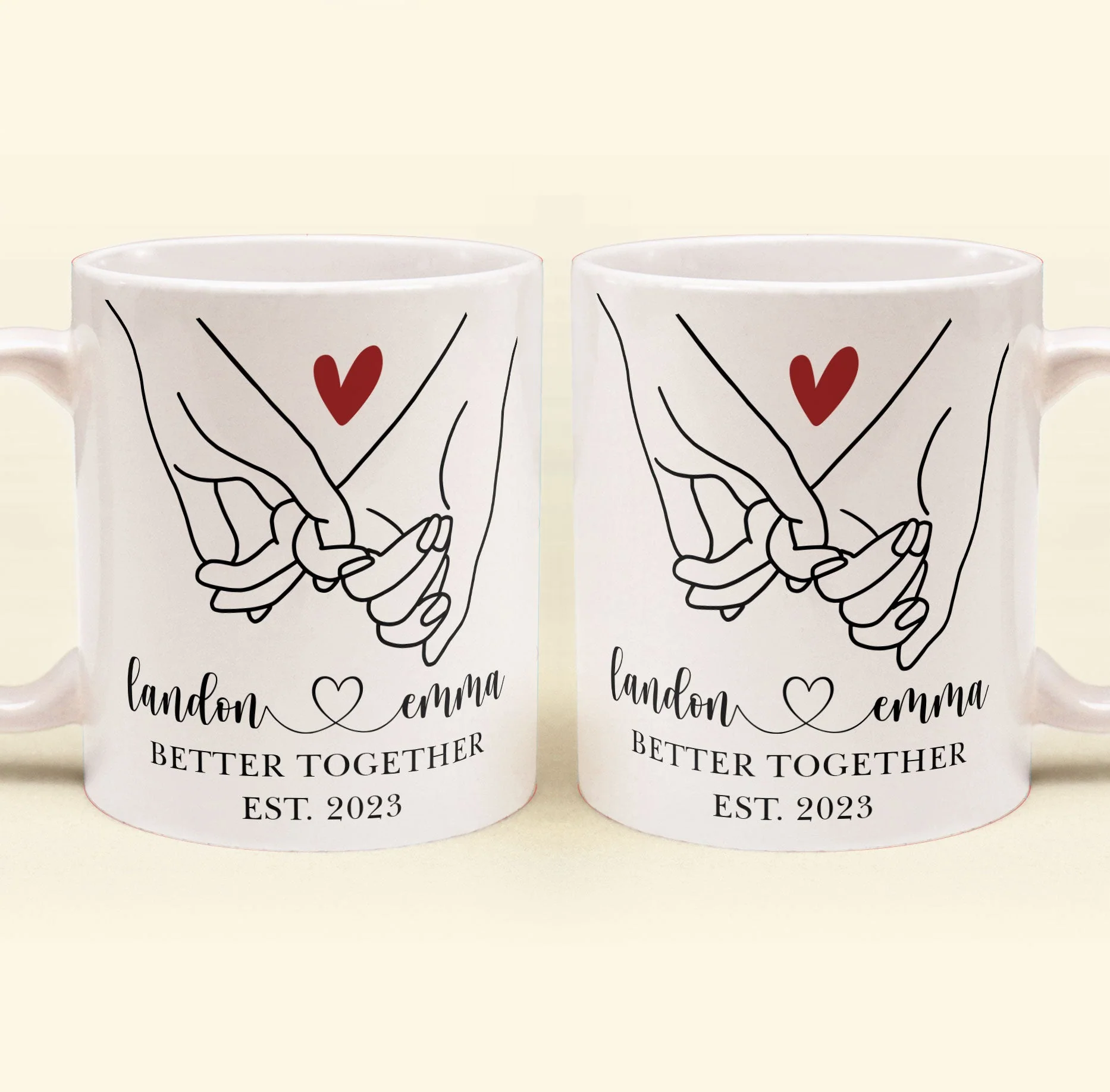 Better Together Holding Hand Couples Anniversay - Personalized Mug - Image 4