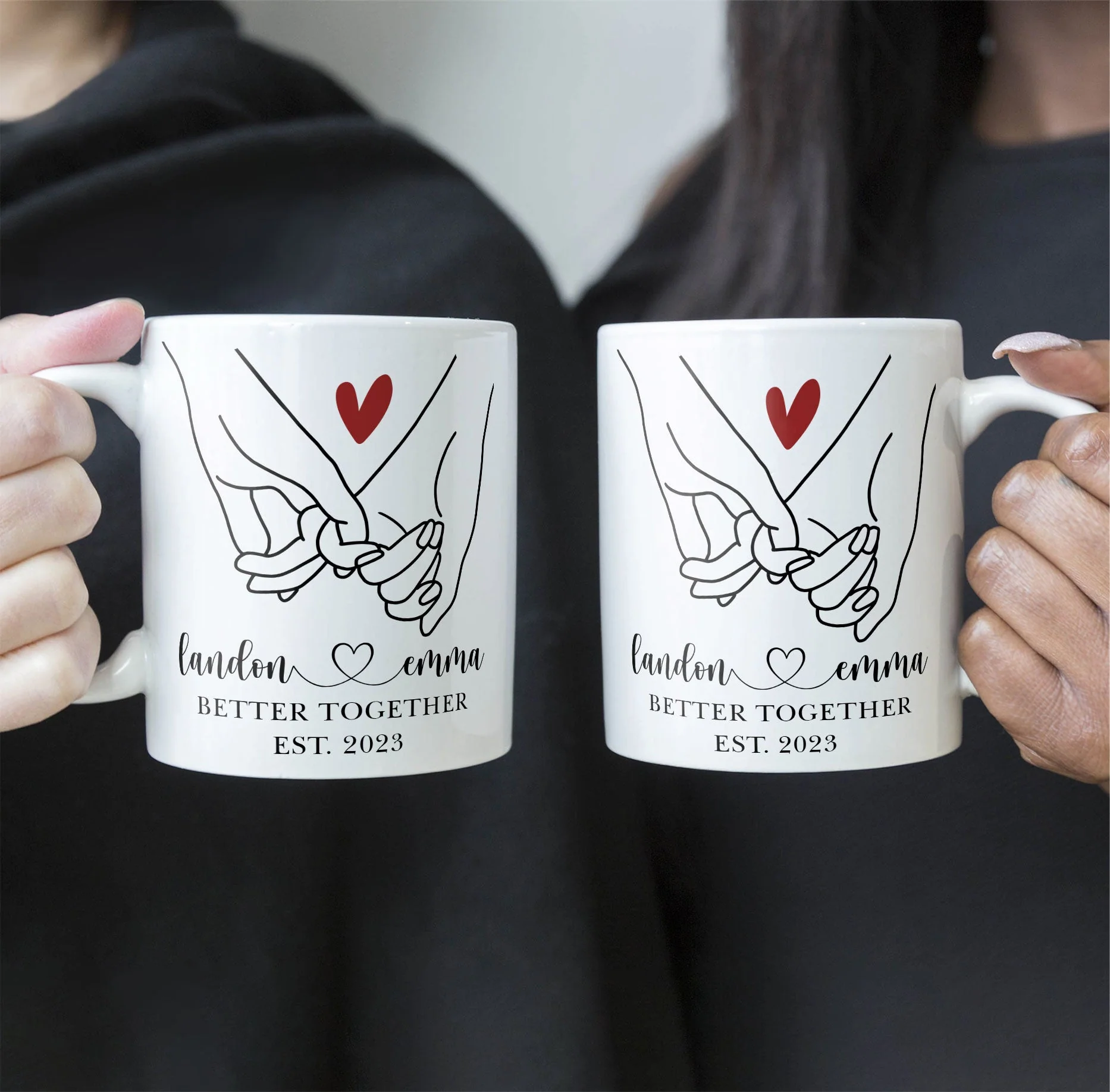 Better Together Holding Hand Couples Anniversay - Personalized Mug - Image 5