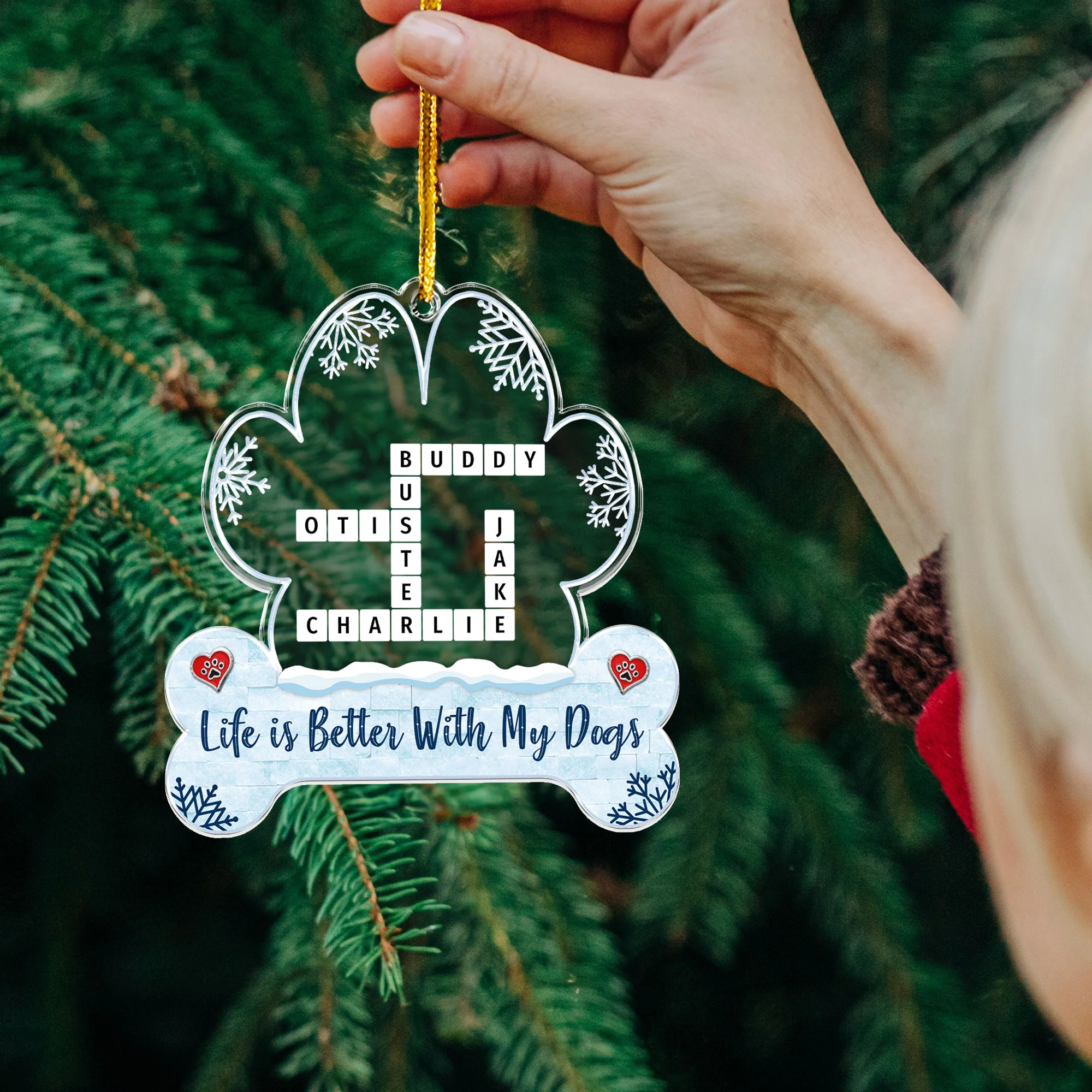 Better With My Dog - Personalized Acrylic Ornament - Image 3