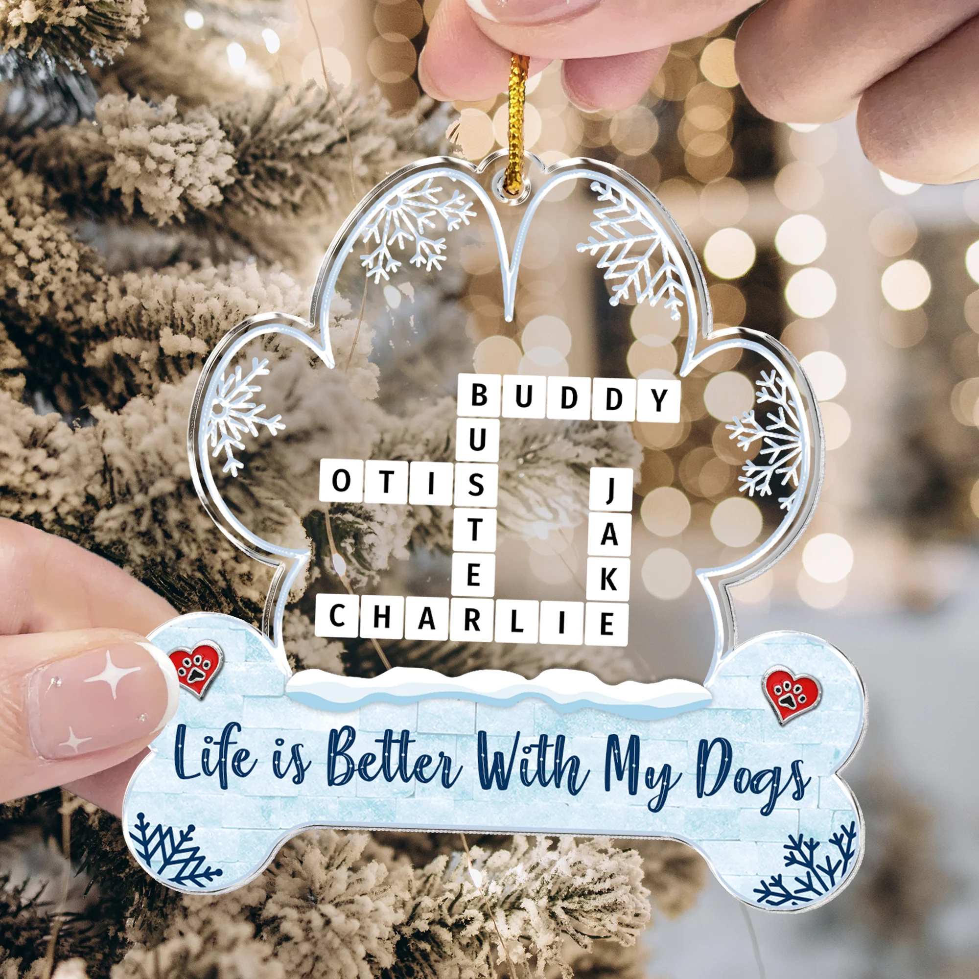 Better With My Dog - Personalized Acrylic Ornament - Image 5