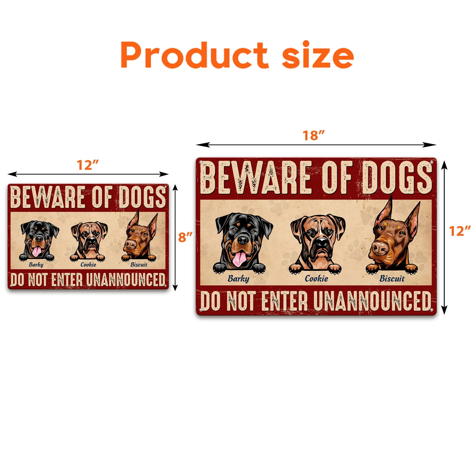 Beware Of Dogs - Personalized Metal Sign - Image 3