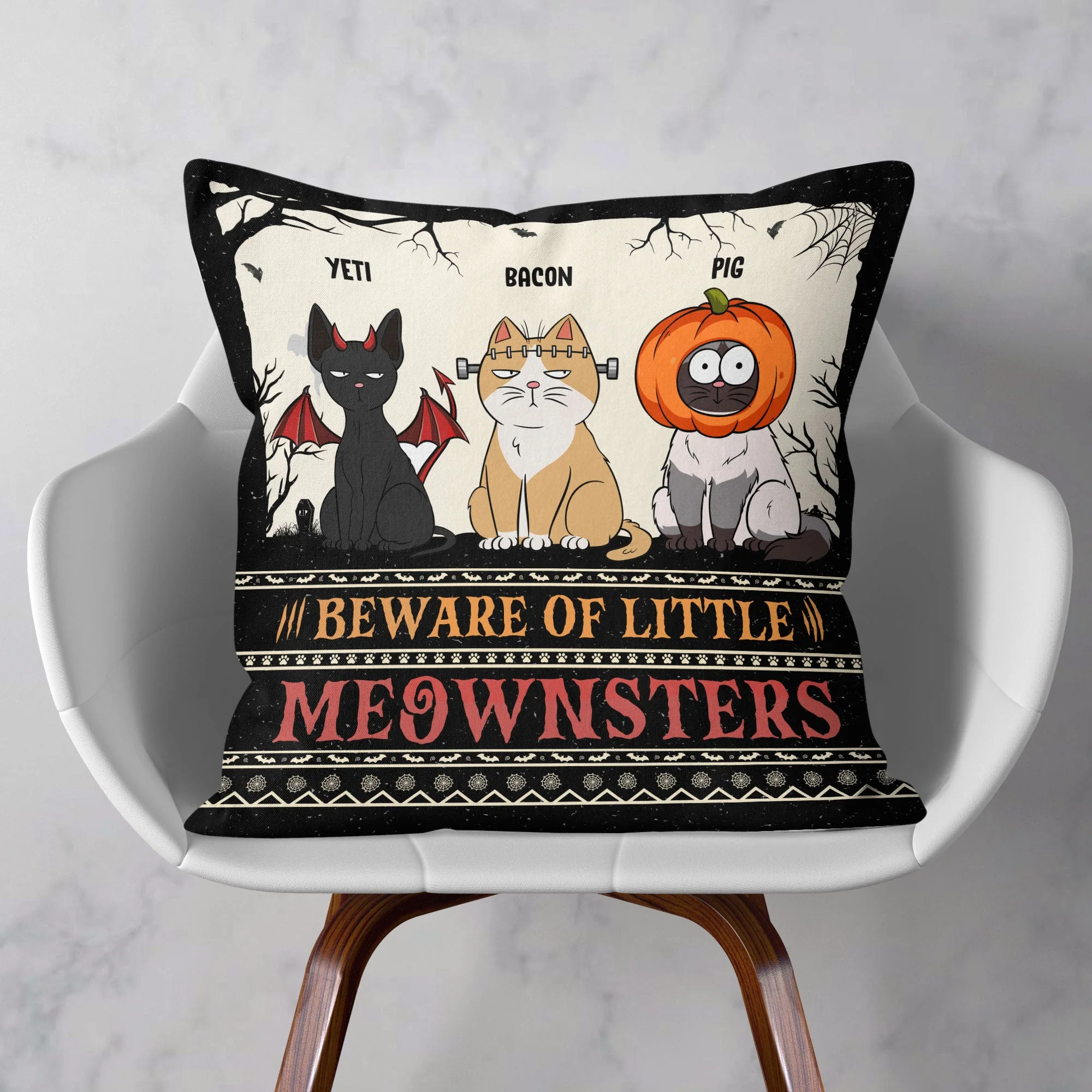 Beware Of Little Meownsters New Version - Personalized Pillow (Insert Included) - Image 2