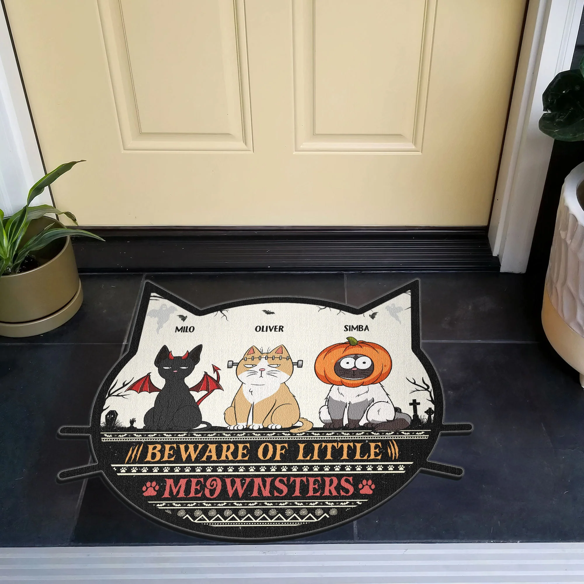 Beware Of Little Meownsters - Personalized Custom Shaped Doormat - Image 3