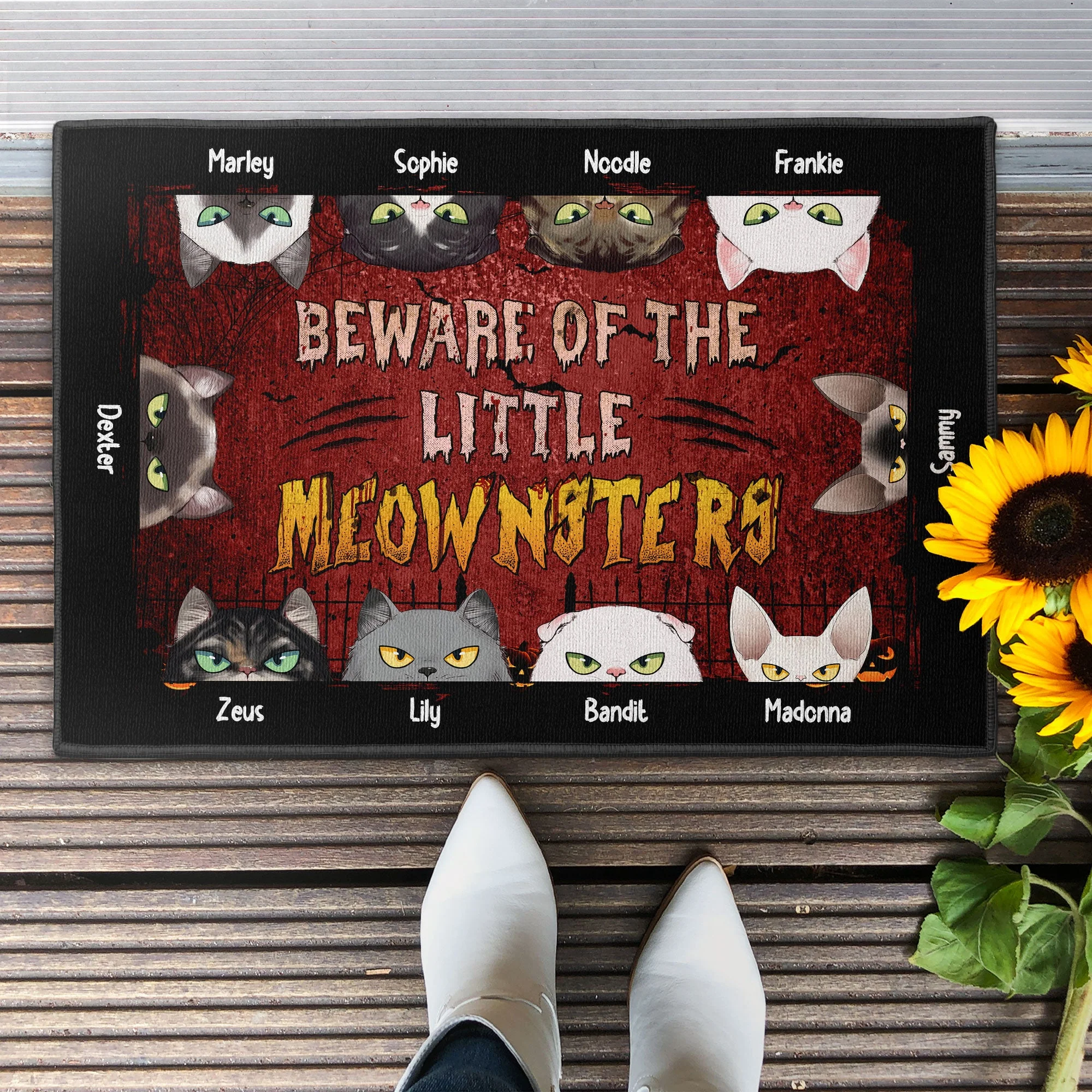 Beware Of The Little Meownsters - Personalized Doormat - Halloween, Home Decor Gift For Family, Dad, Mom, Halloween Decor, Cat Lovers, Cat Owners - Image 2