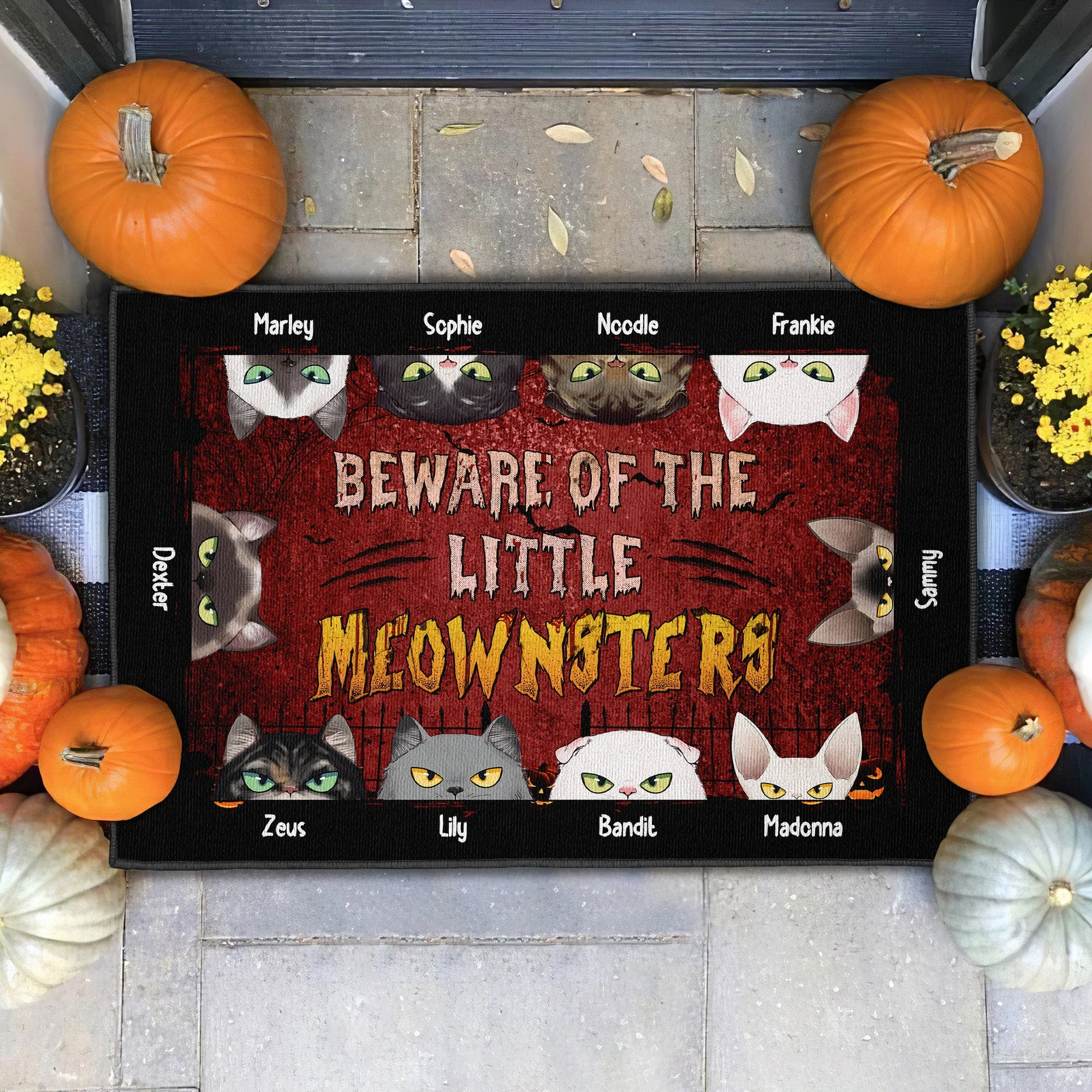 Beware Of The Little Meownsters - Personalized Doormat - Halloween, Home Decor Gift For Family, Dad, Mom, Halloween Decor, Cat Lovers, Cat Owners - Image 3