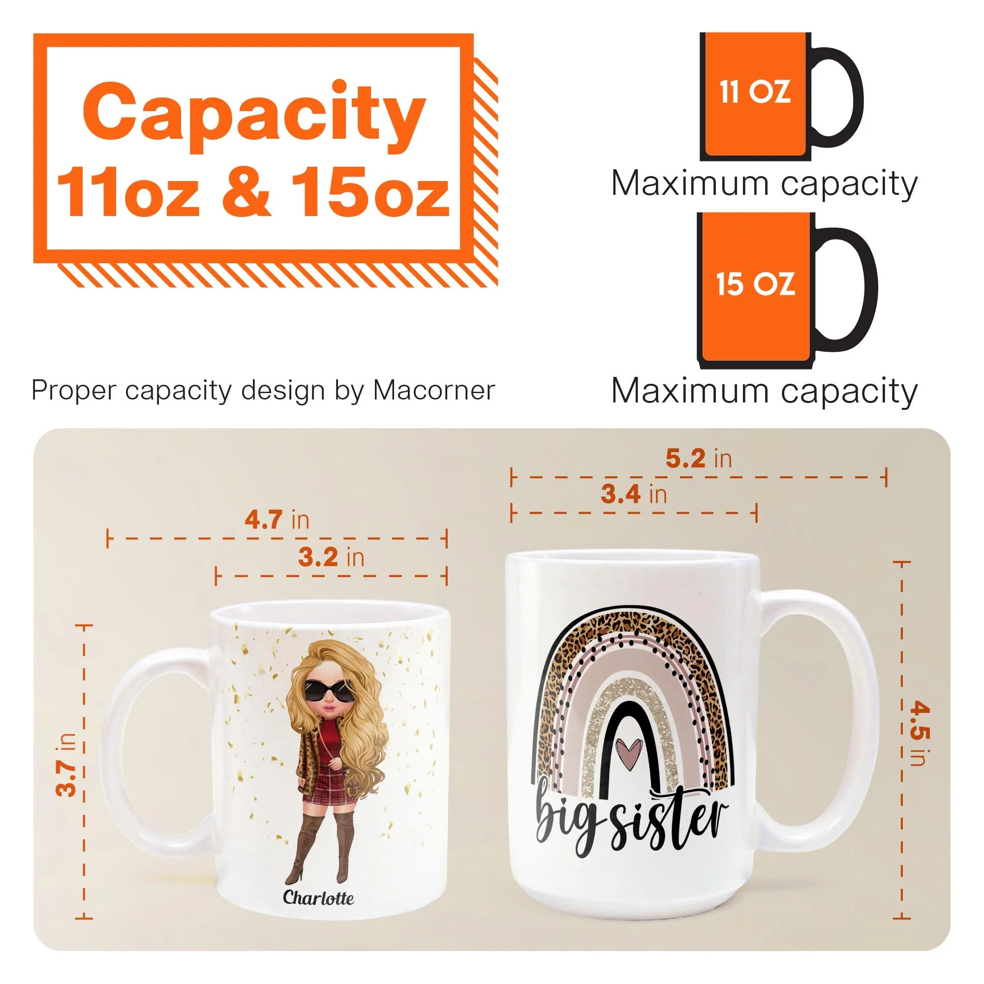 Big Sister - Personalized Mug - Birthday Gift For Sisters - Fashion Girls - Image 6