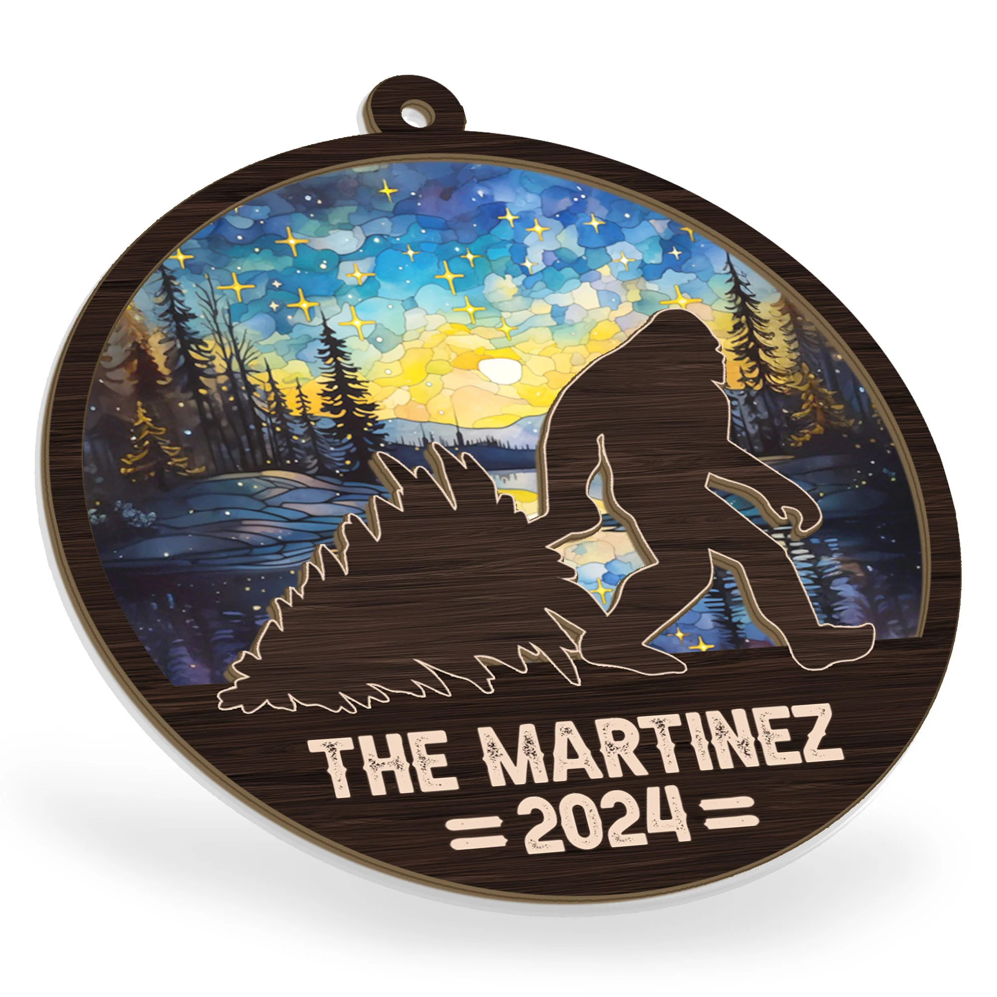 Bigfoot Christmas 2024 - Personalized Suncatcher Ornament - Image 5