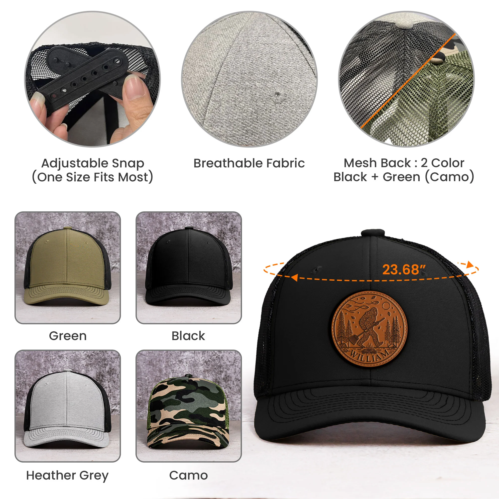 Bigfoot Living Their Best Life - Personalized Leather Patch Hat - Image 5