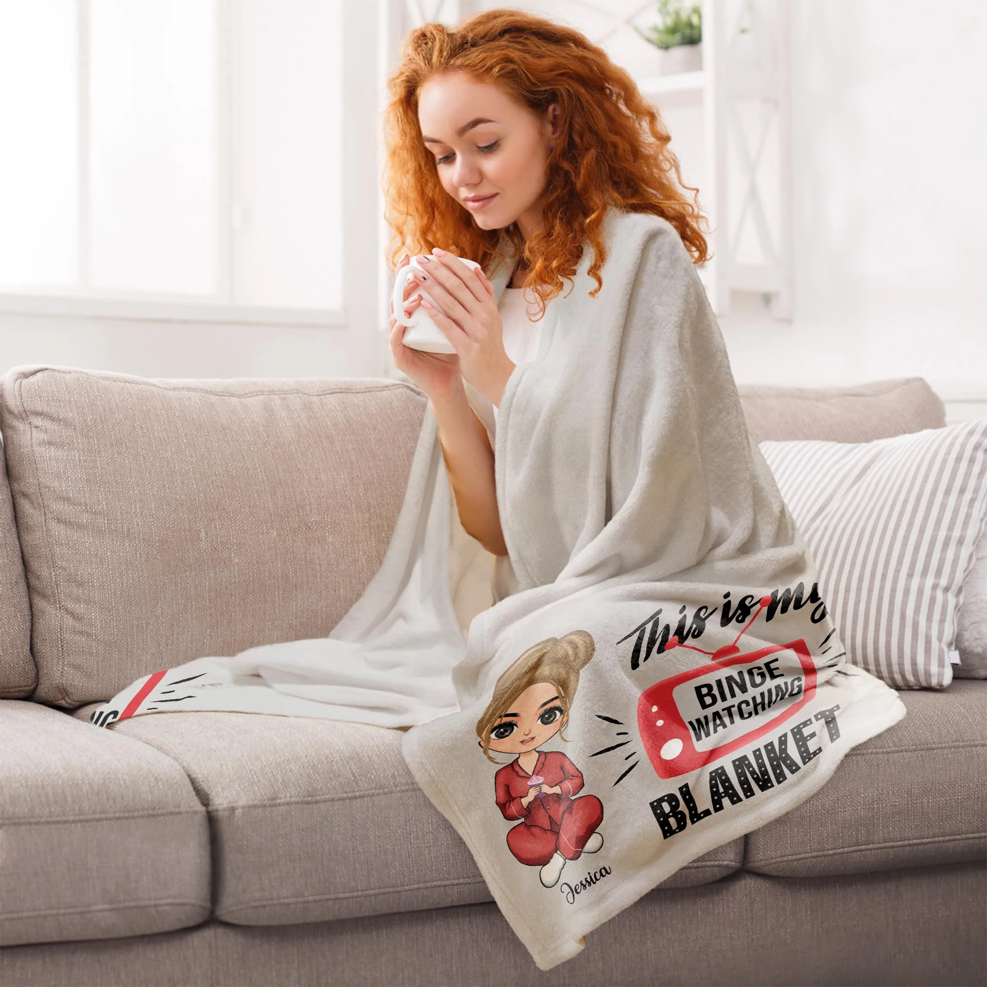 Binge Watching Blanket  - Personalized Blanket  - Birthday Gift For Her, Girl, Woman - Image 2