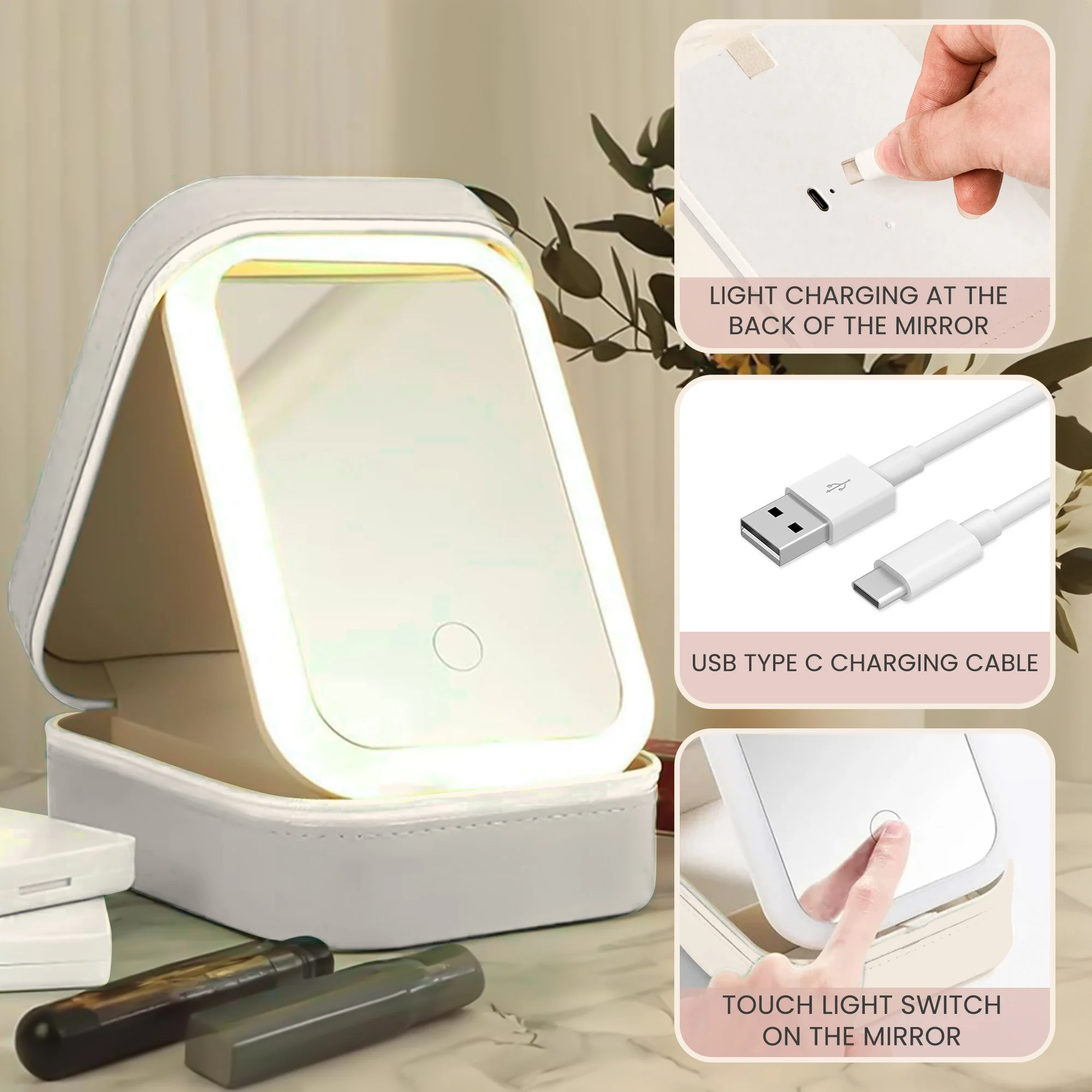 Birth Flower Affirmation - Custom Makeup Box With LED Mirror - Image 7