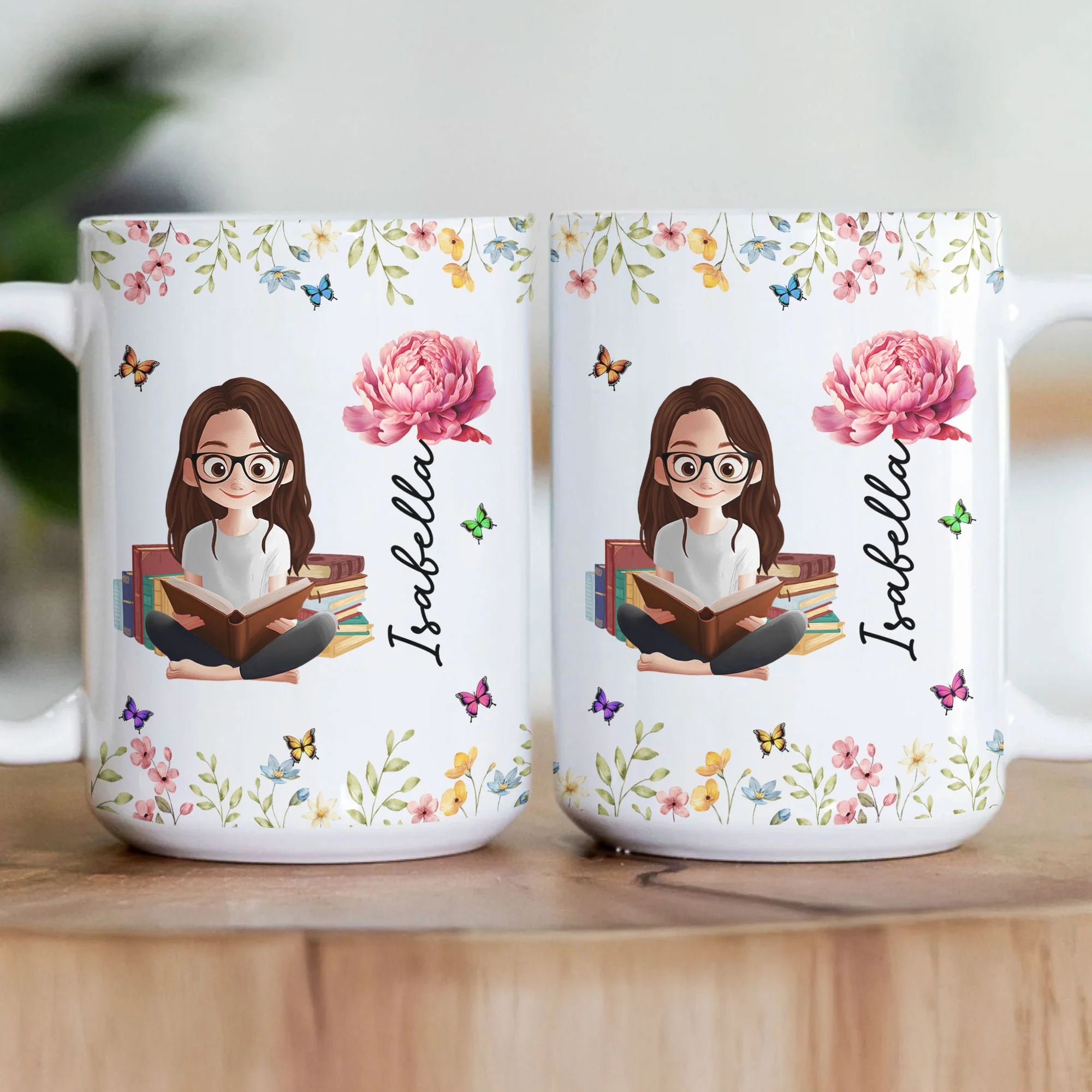 Birth Flower Book Lovers - Personalized Mug - Image 2