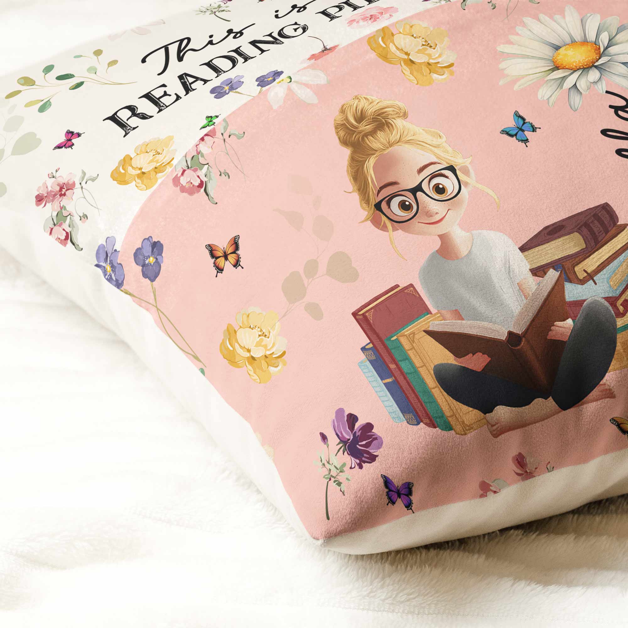 Birth Flower Book Lovers - Personalized Pocket Pillow (Insert Included) - Image 3