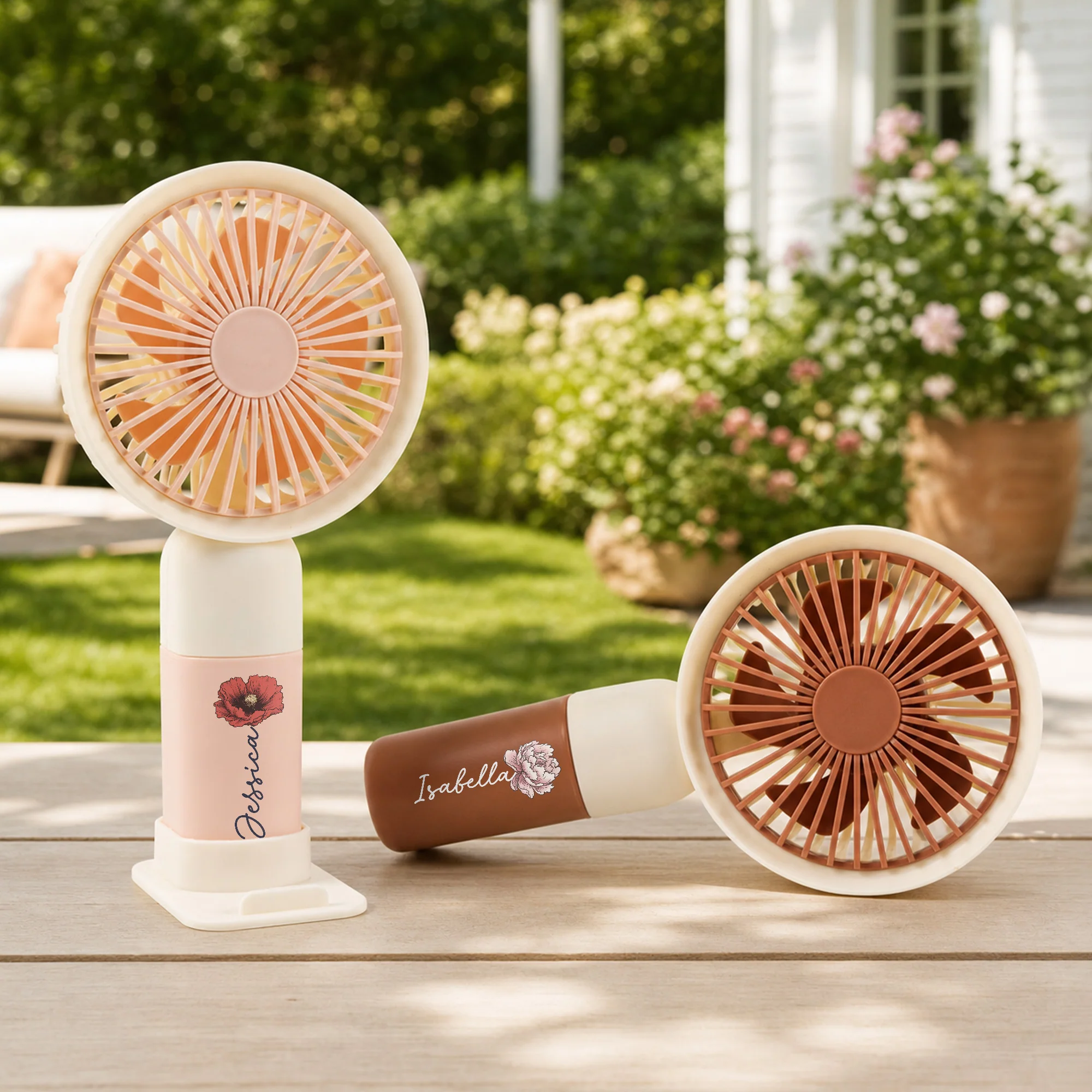 Birth Flower Gift For Her, Friend, Sister - Personalized Handheld Fan - Image 3