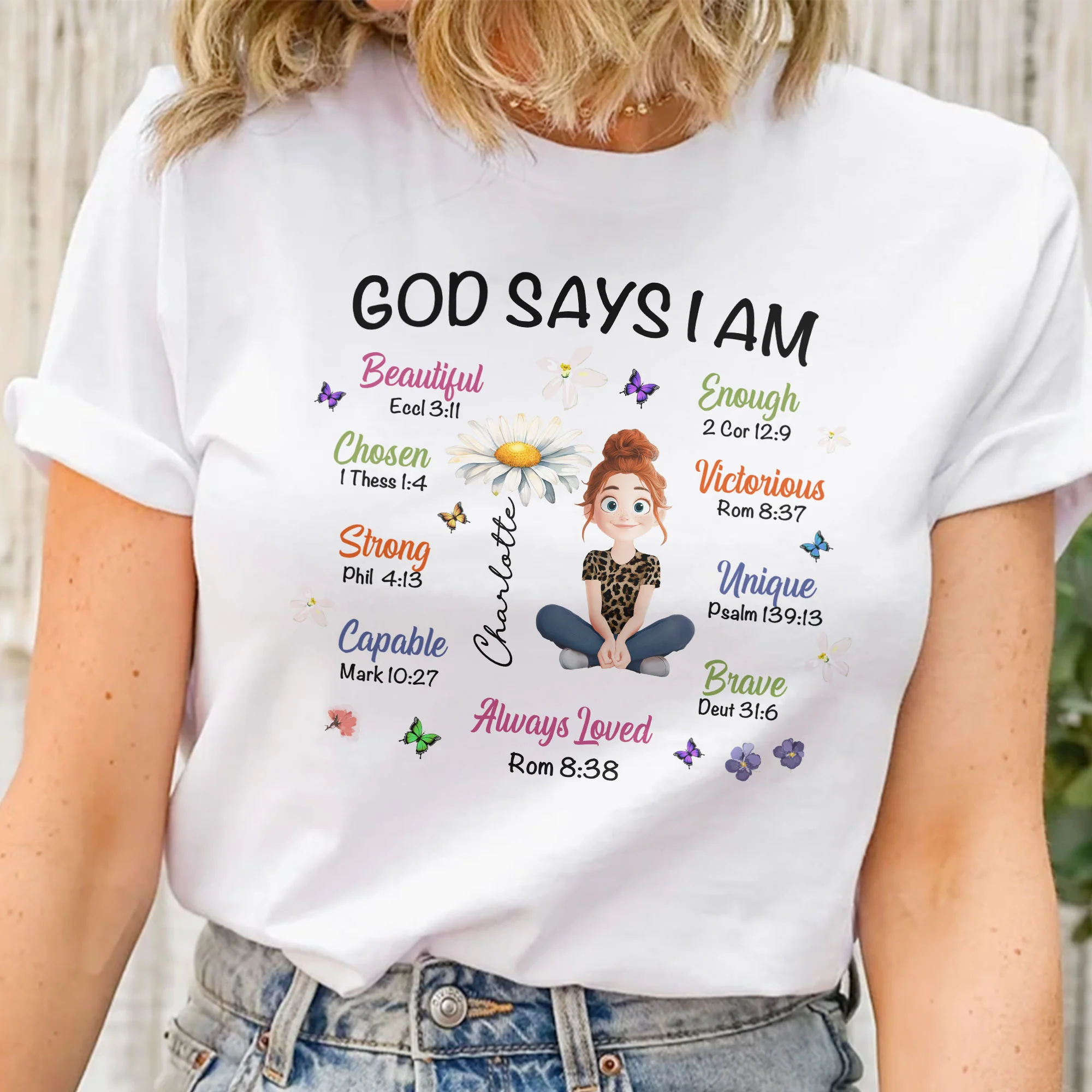 Birth Flower God Says I Am - Personalized Shirt - Image 2