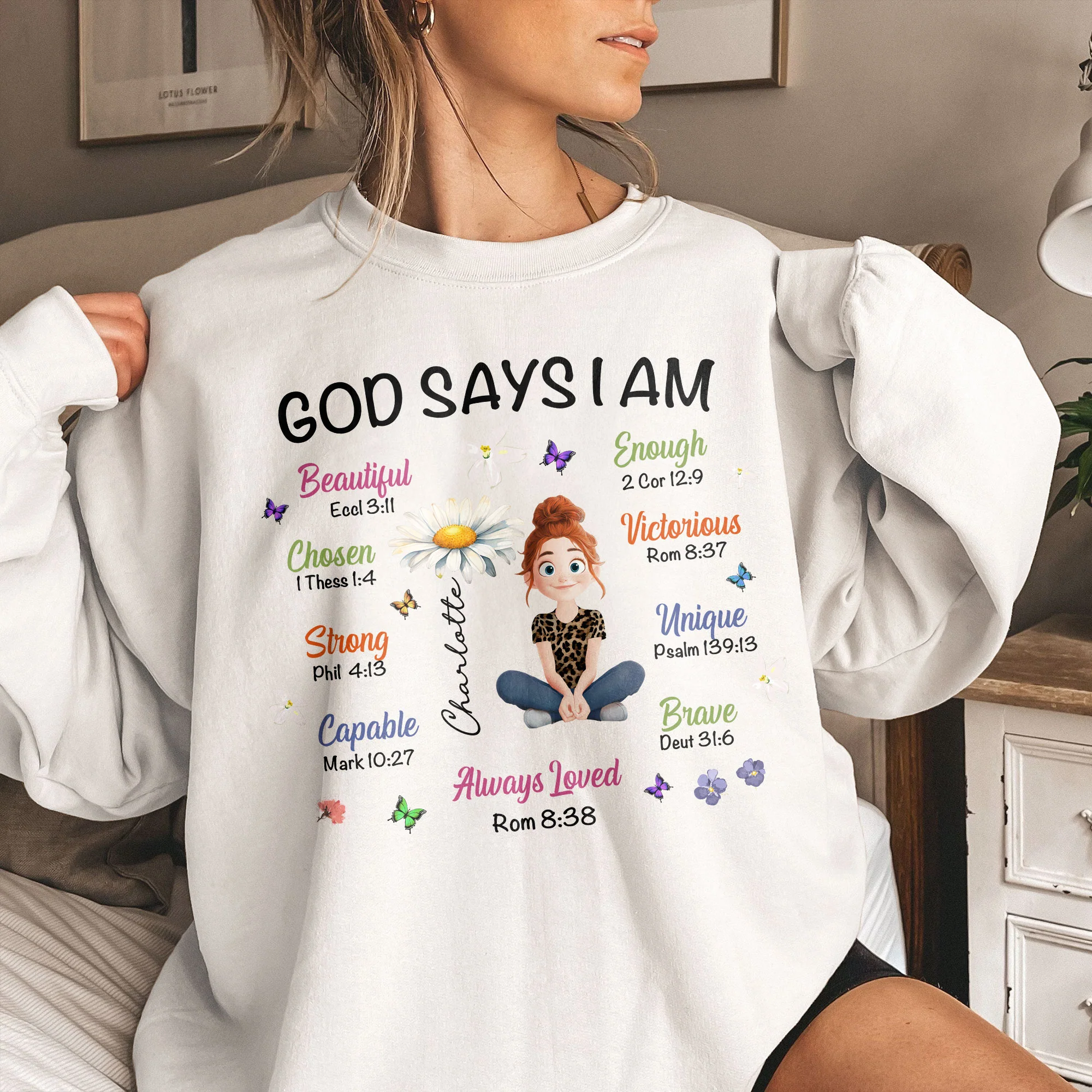 Birth Flower God Says I Am - Personalized Shirt - Image 4