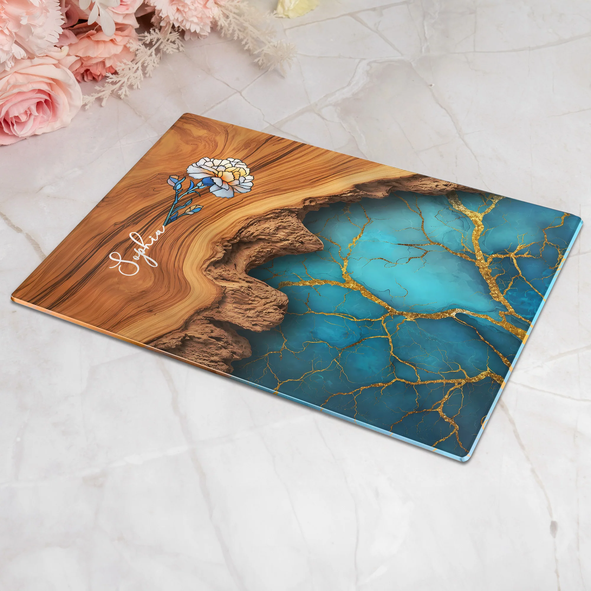 Birth Flower Kitchen Decor Gift For Her - Personalized Cutting Board - Image 3