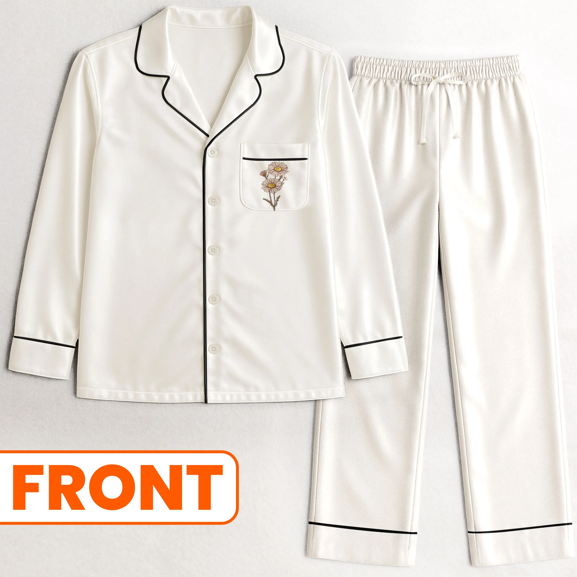Birth Flower - Personalized Satin Pajama Set - Image 2