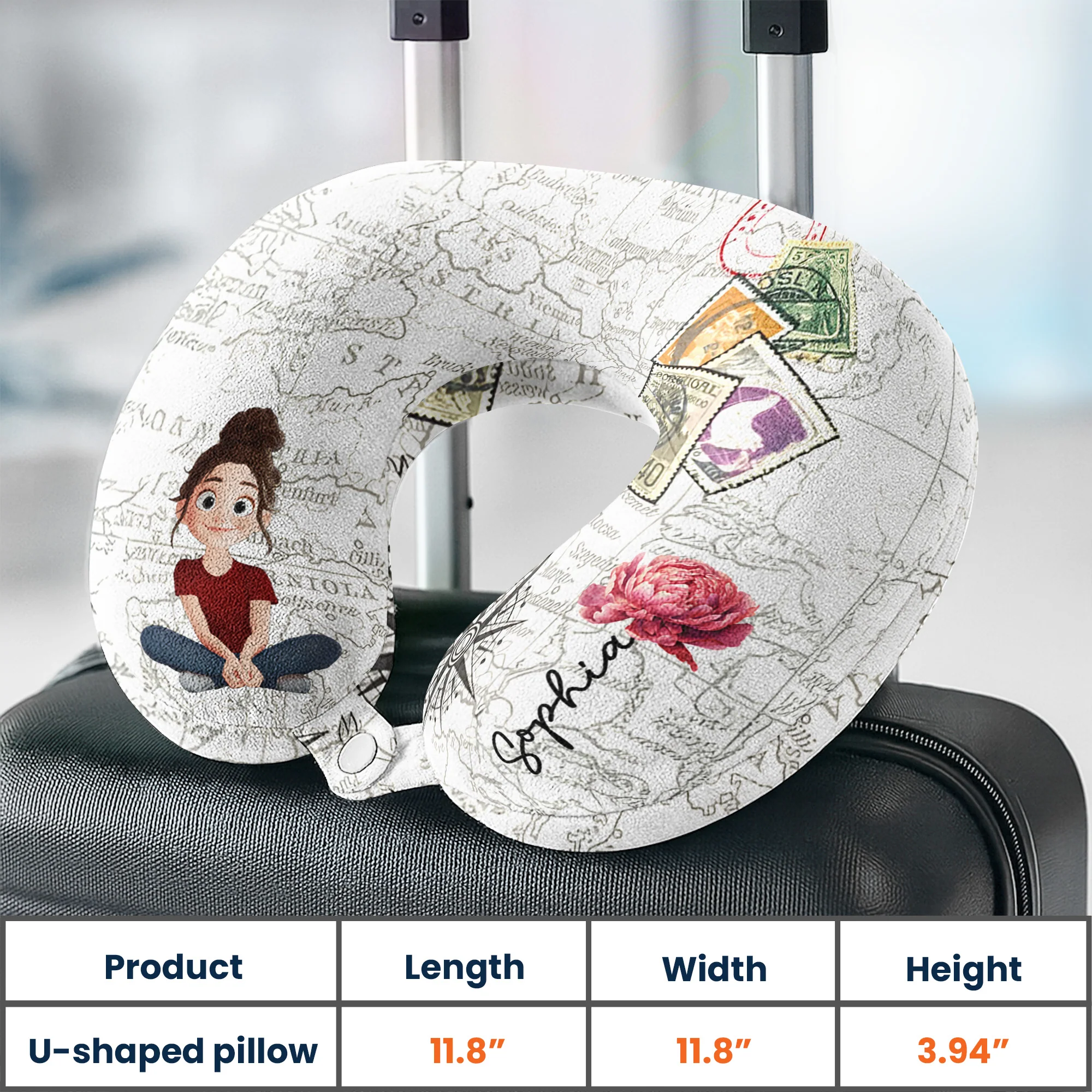 Birth Flower Self Gift - Personalized U-Shaped Travel Neck Pillow - Image 5