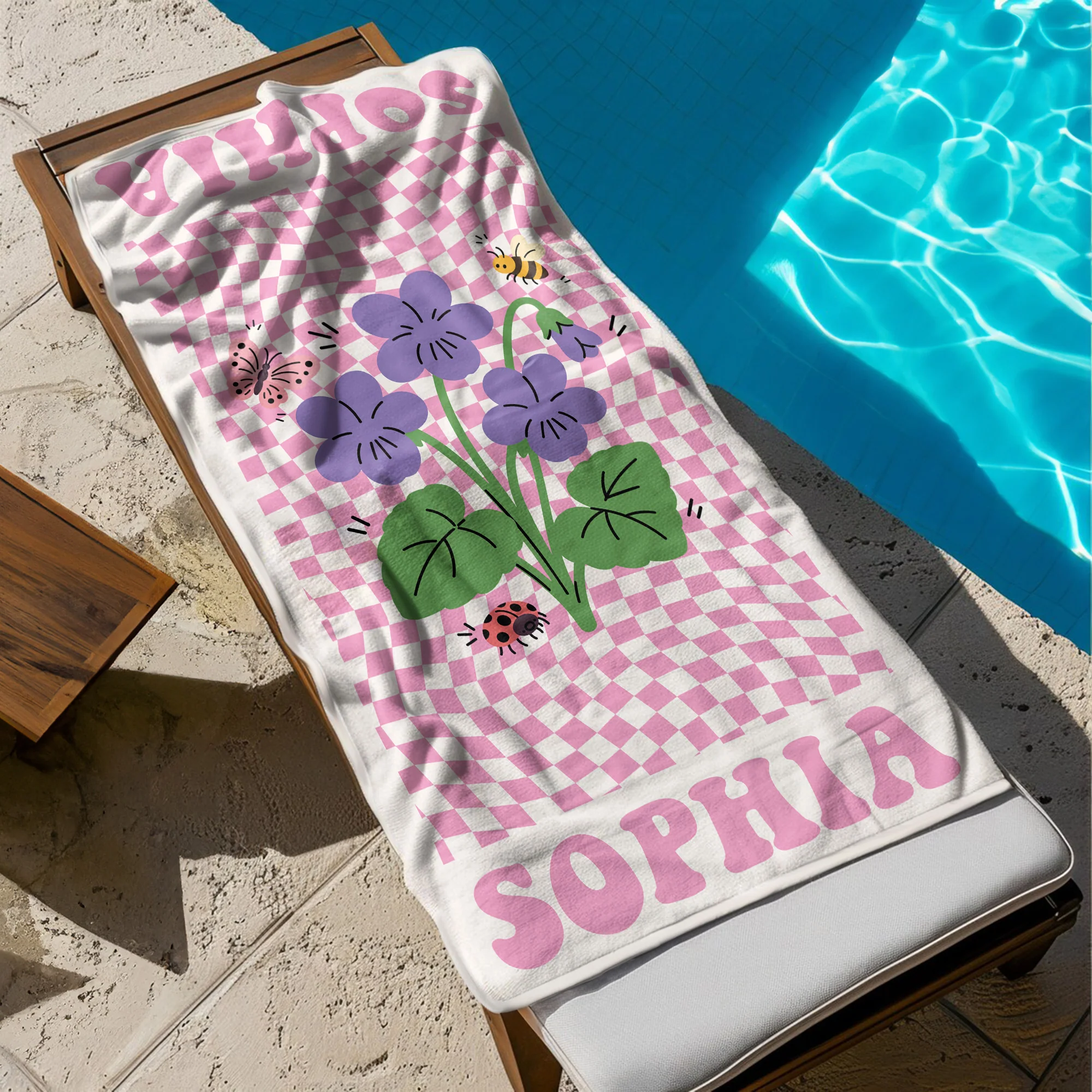 Birth Month Flower Gift For Her Daughter Friends - Personalized Beach Towel - Image 4