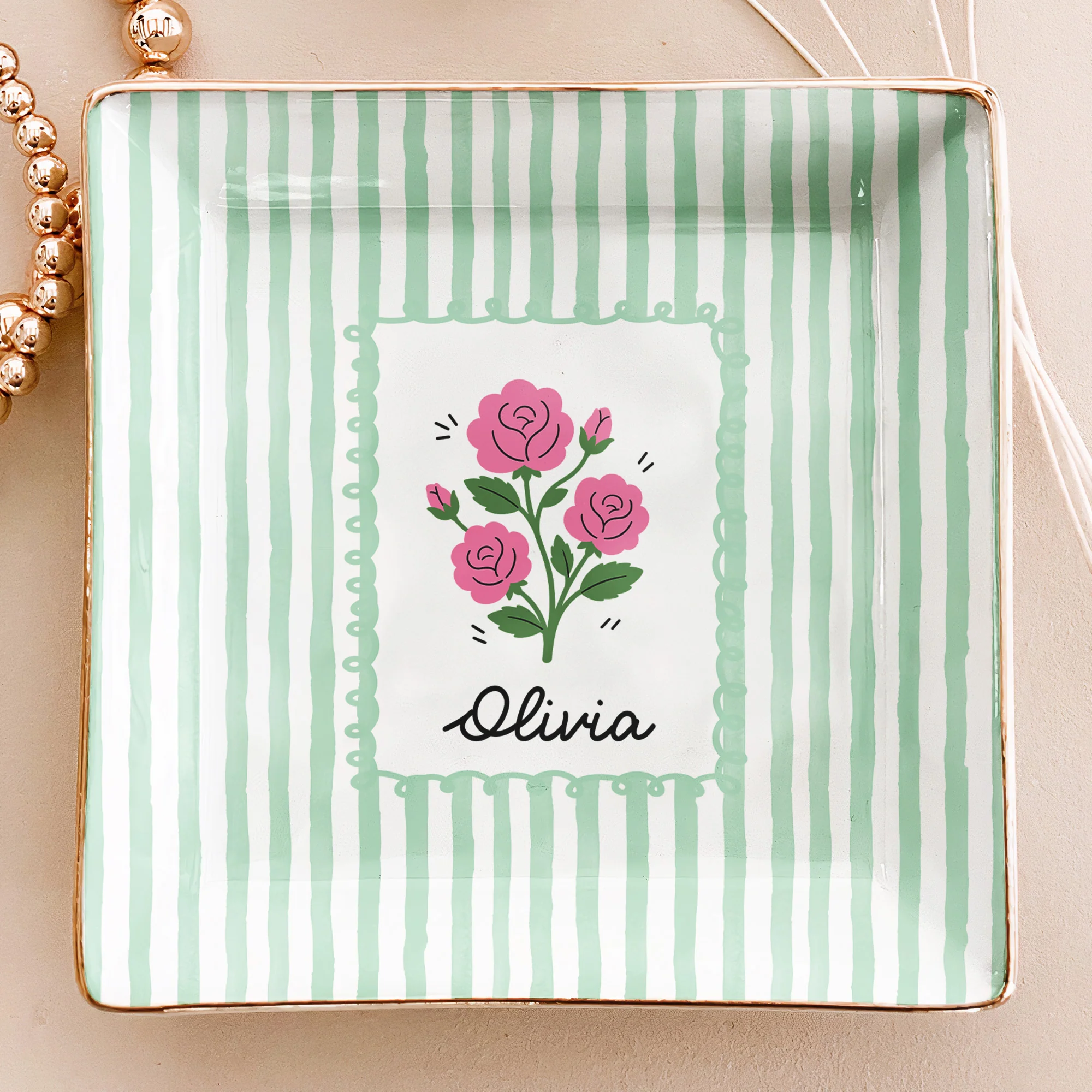 Birth Month Flower Gift For Her Daughter Friends - Personalized Jewelry Dish - Image 2