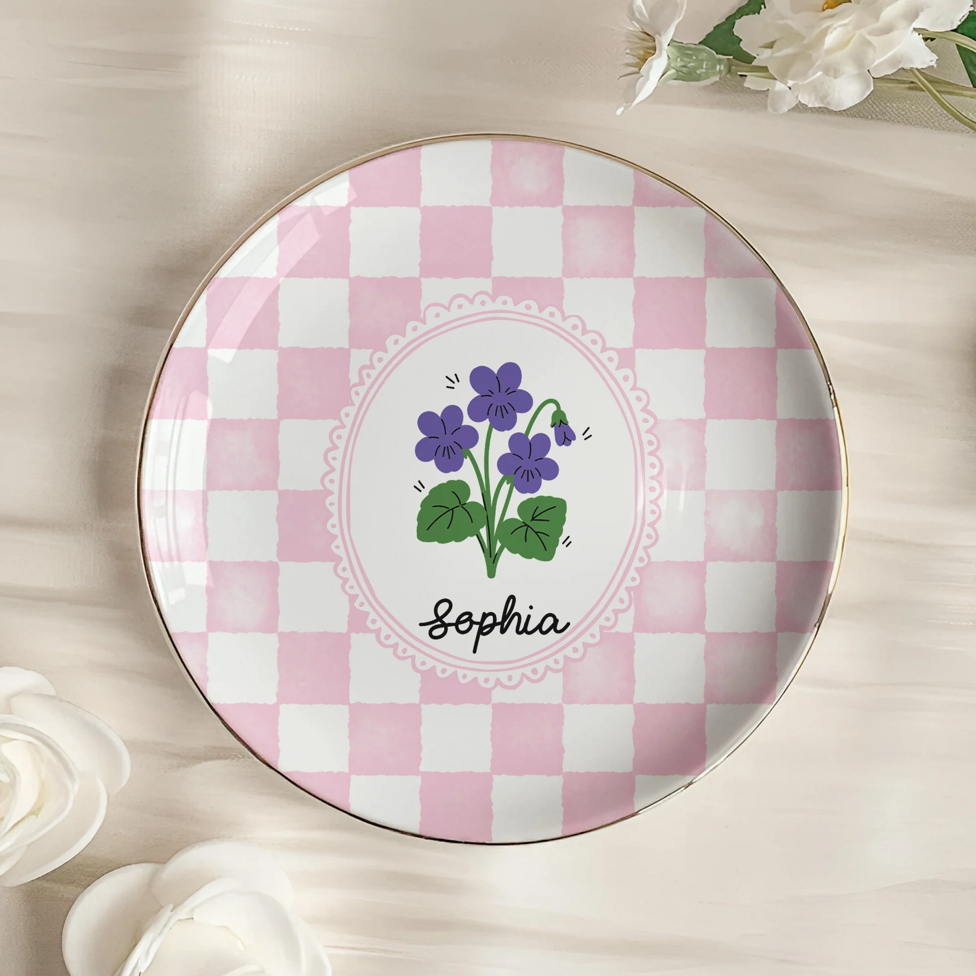 Birth Month Flower Gift For Her Daughter Friends - Personalized Jewelry Dish - Image 4
