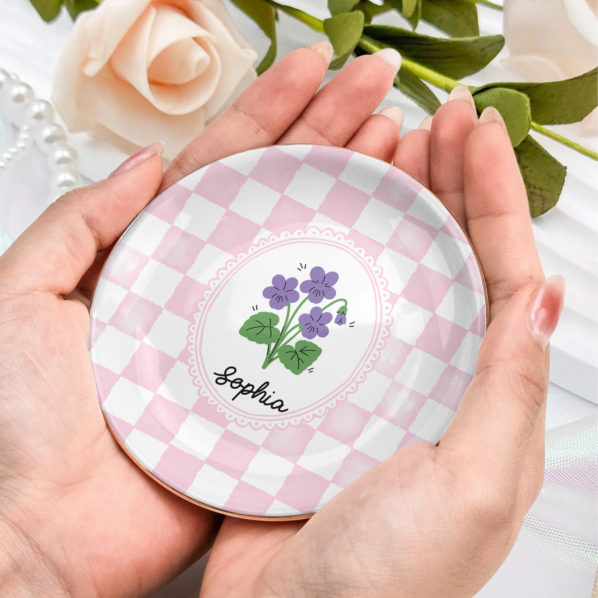 Birth Month Flower Gift For Her Daughter Friends - Personalized Jewelry Dish - Image 5