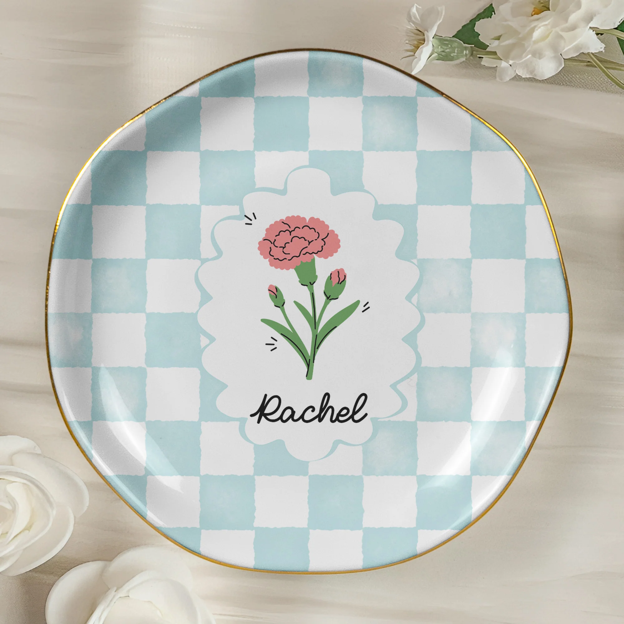 Birth Month Flower Gift For Her Daughter Friends - Personalized Jewelry Dish - Image 6