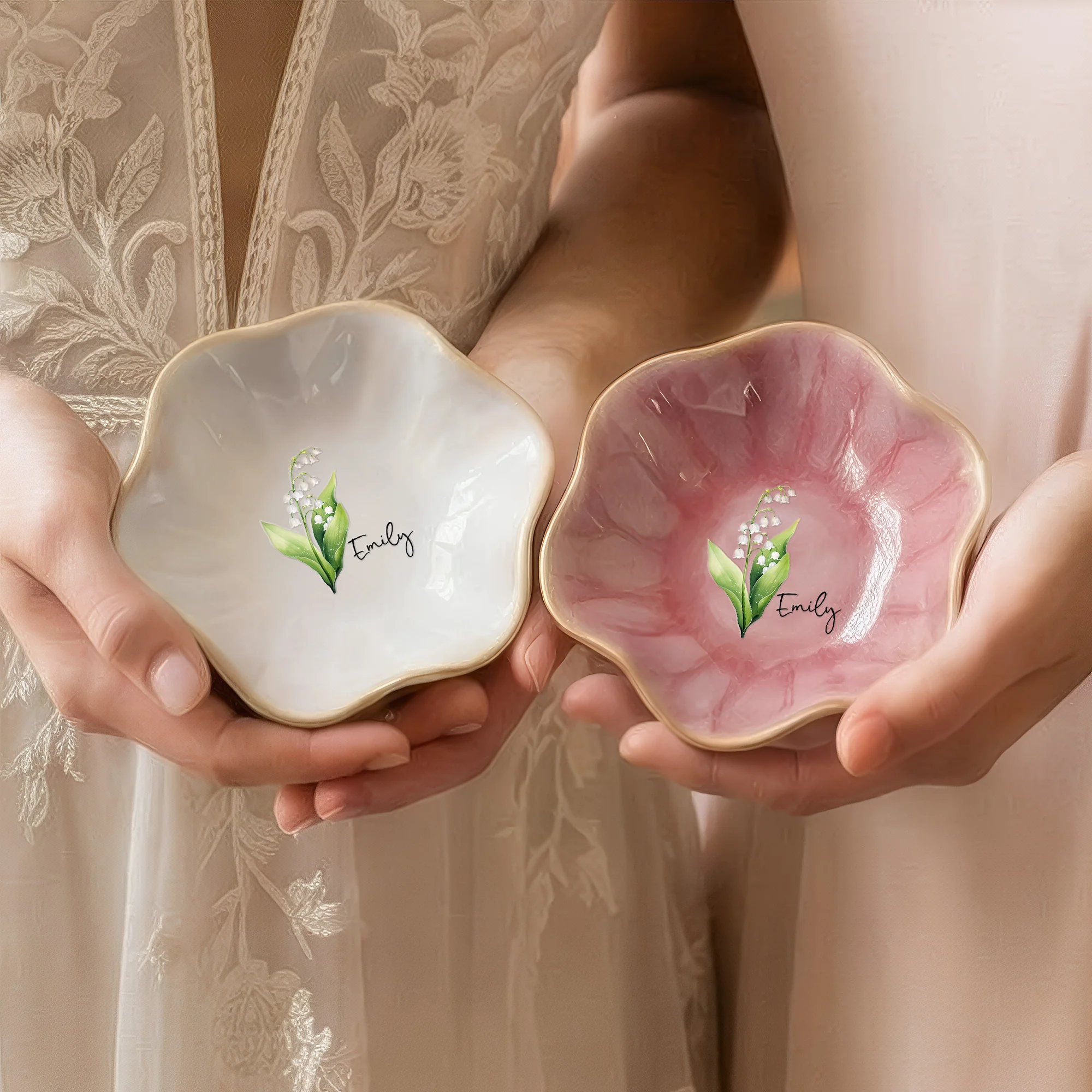 Birth Month Flower Gift For Her - Personalized Jewelry Dish - Image 4