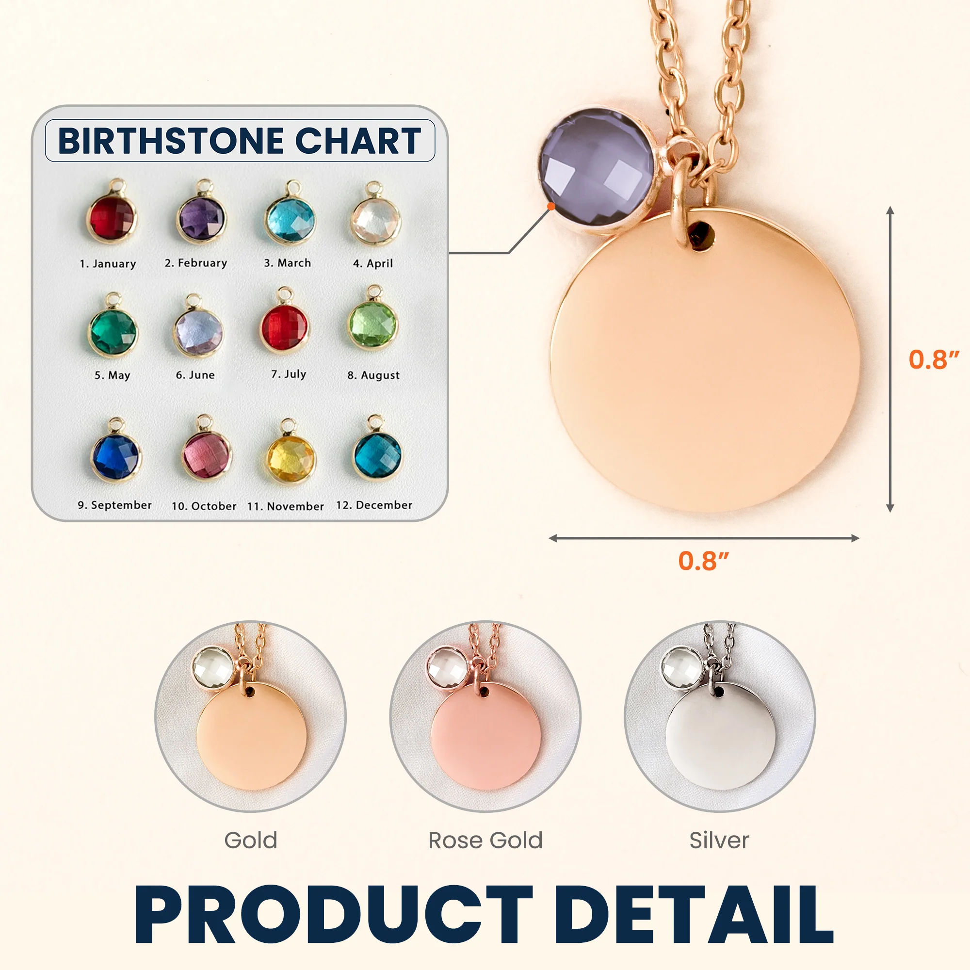 Birthstone Necklace Gift For Wife Girlfriend - Personalized Birthstone Necklace - Image 6