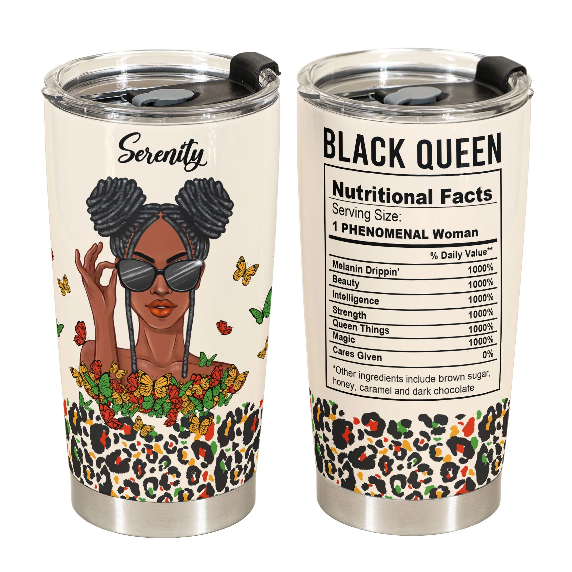 Black Queen Nutrition Facts - Personalized Tumbler Cup - Image 2