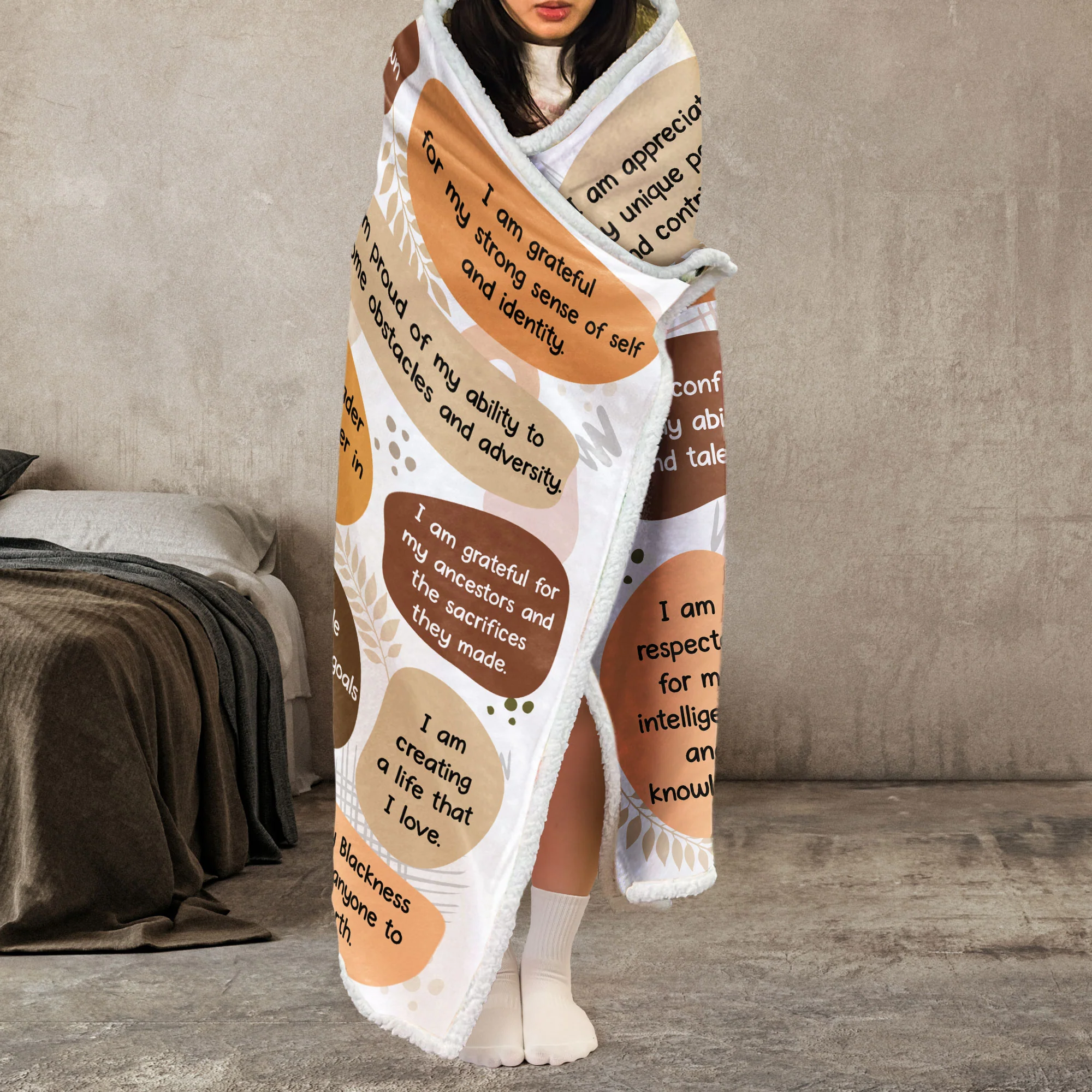 Black Woman Affirmations - Personalized Wearable Blanket Hoodie - Image 4