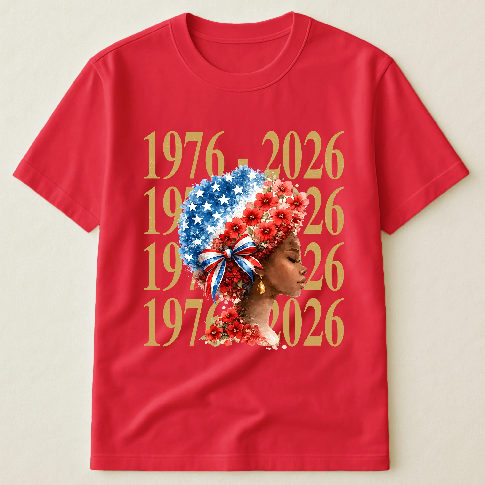 Black Woman Patriotic Afro - Shirt - Image 16