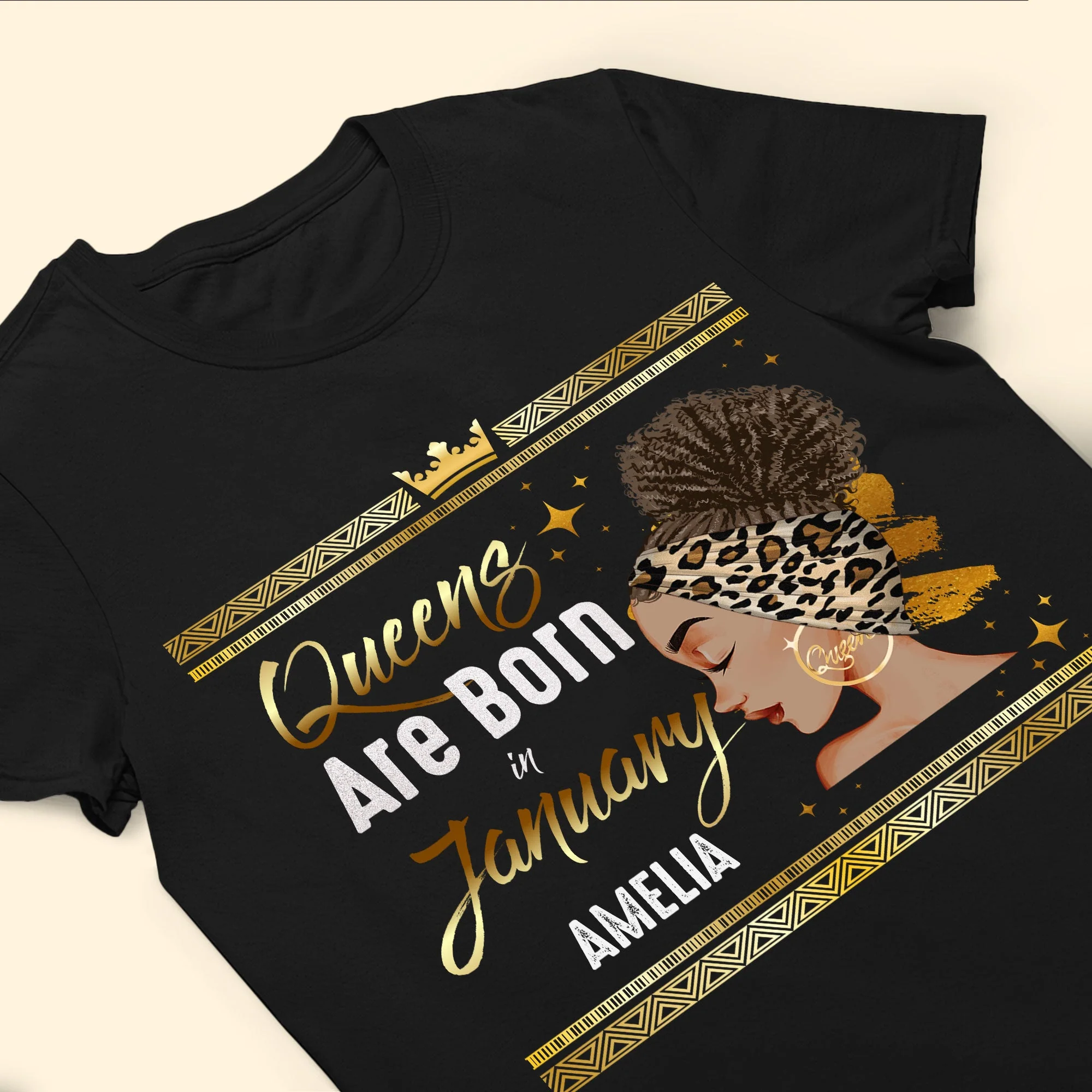 Black Women Queens Are Born In Custom Month Birthday Gift - Personalized Shirt - Image 3