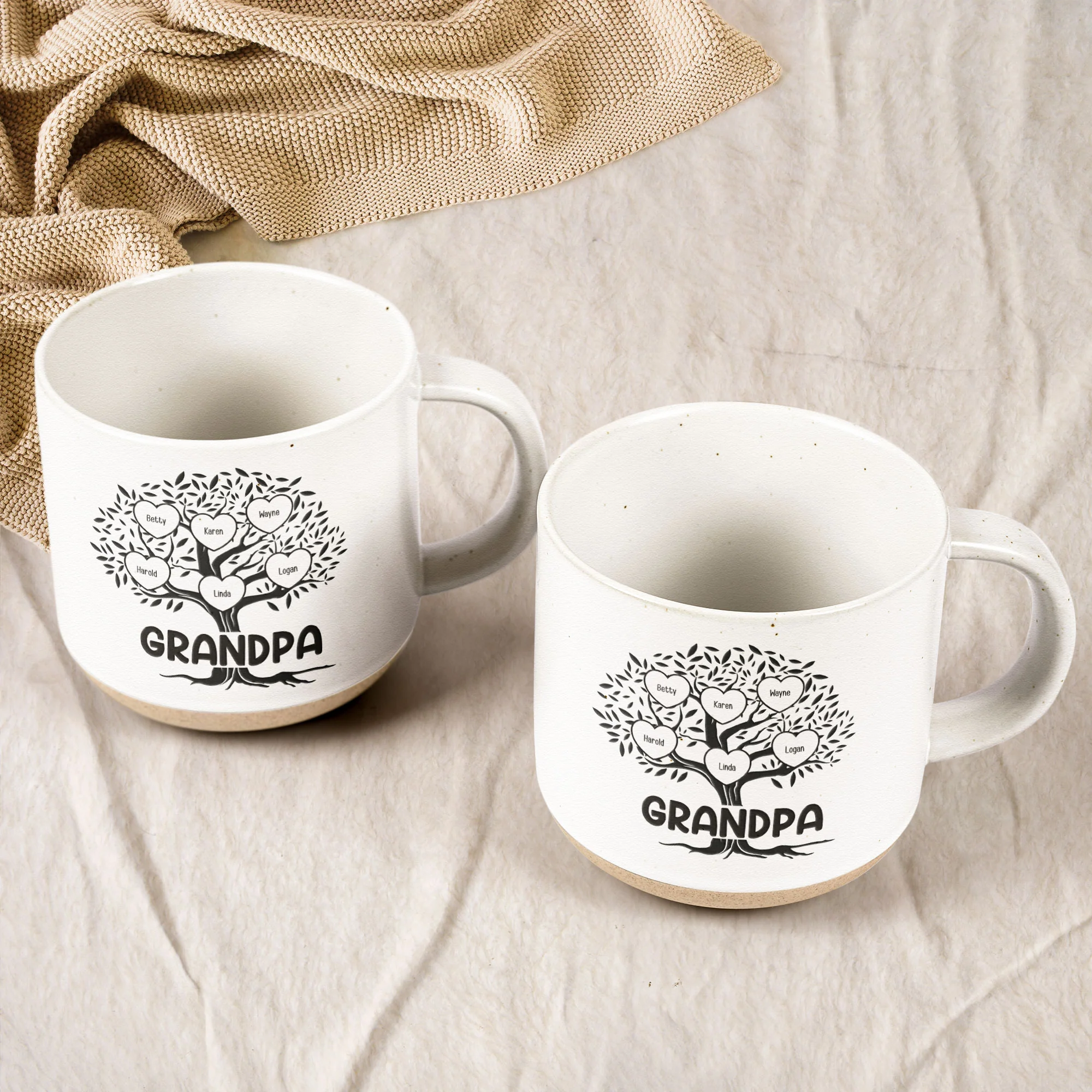 Blessed To Be Called Grandma, Grandpa Family Roots Tree - Personalized Pottery Mug - Image 3
