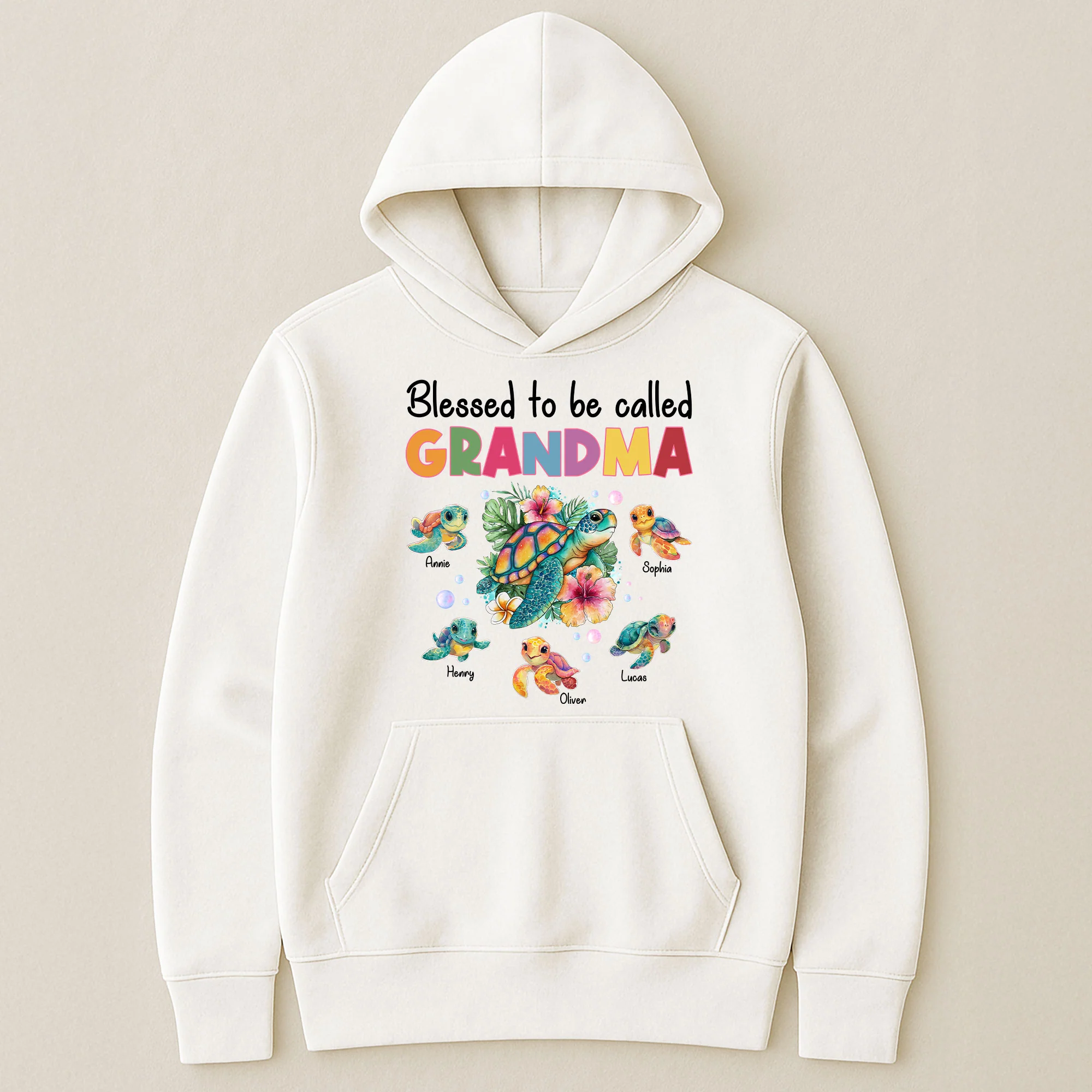 Blessed To Be Called Grandma Nana Gigi Sea Turtle With Hibiscus - Personalized Shirt - Image 5