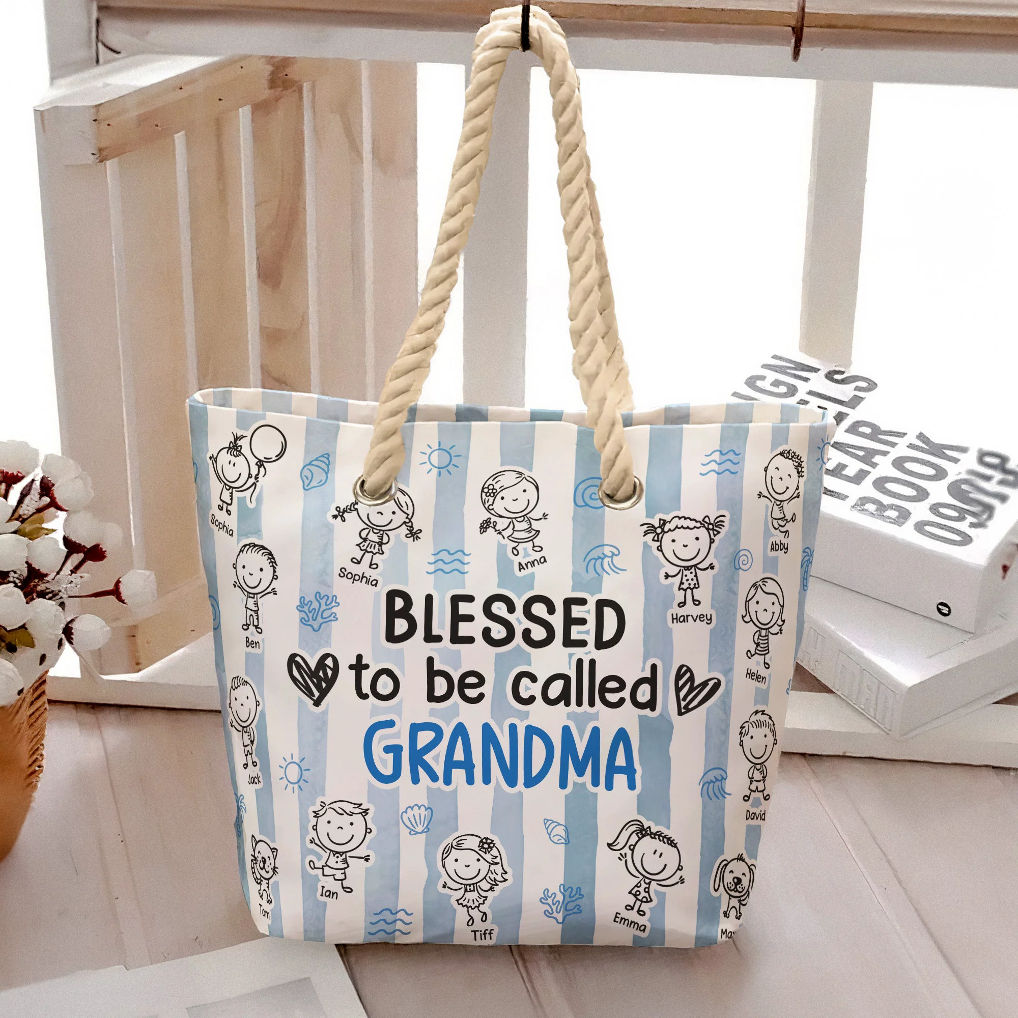 Blessed To Be Called Grandma - Personalized Beach Bag - Image 4
