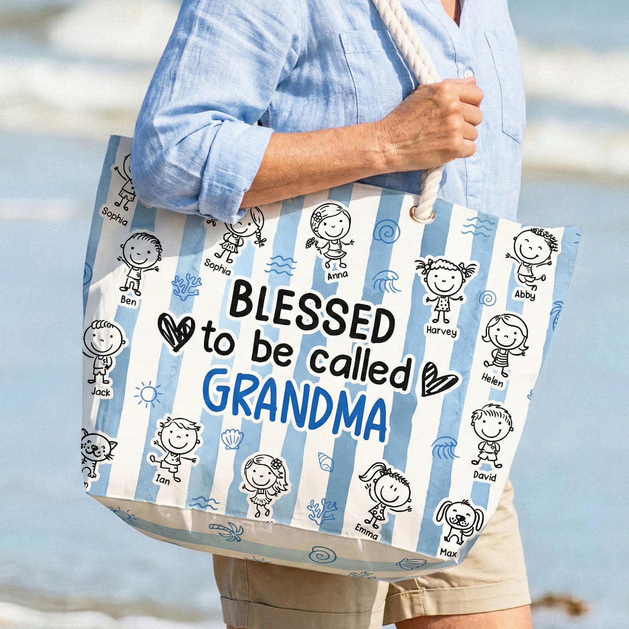 Blessed To Be Called Grandma - Personalized Beach Bag - Image 6