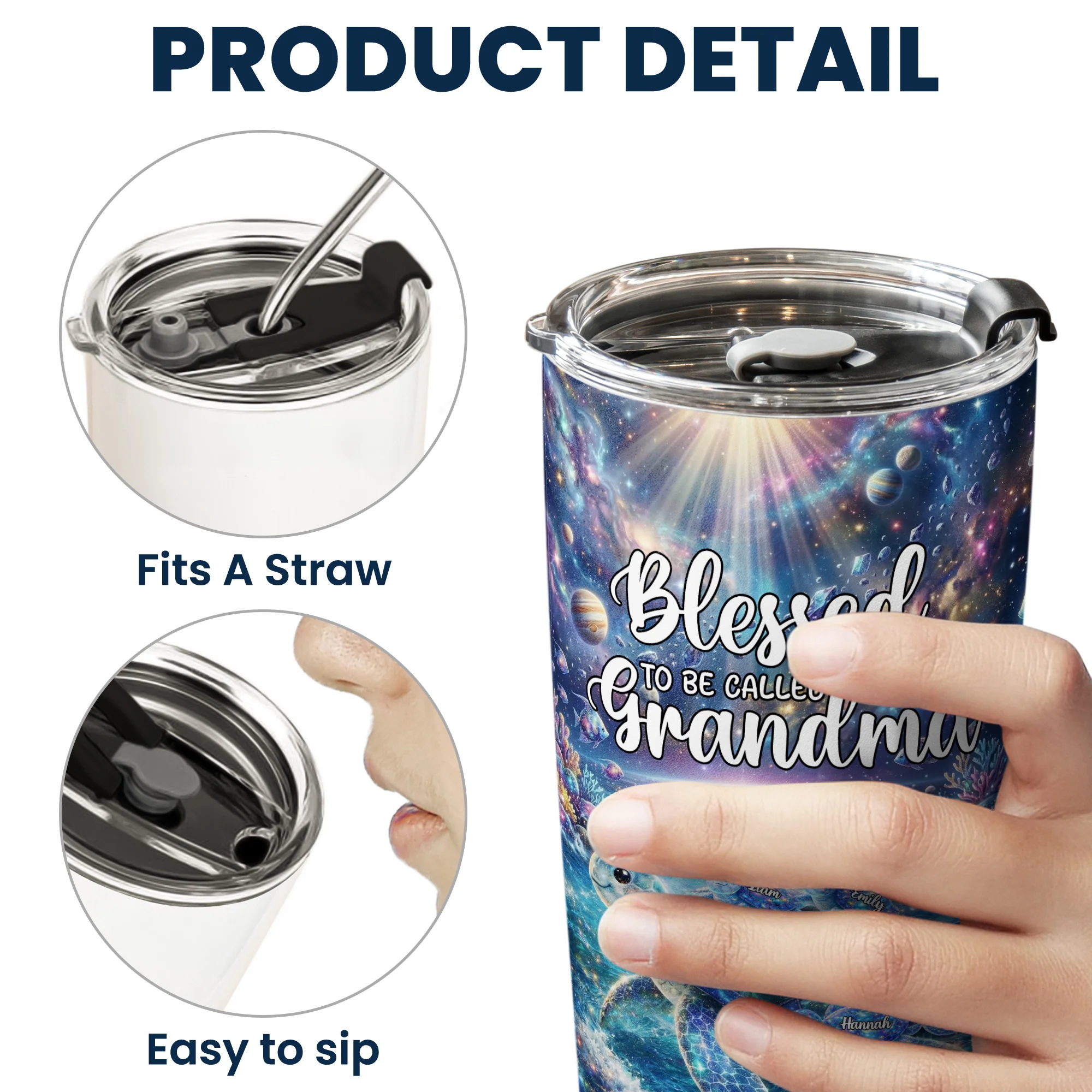 Blessed To Being Called Grandma Turtle With Kids' Names - Personalized Tumbler - Image 6