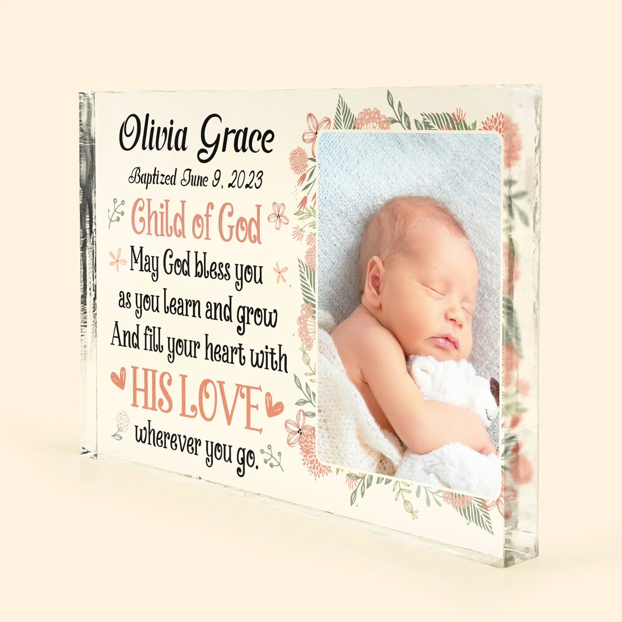 Blessings Baptism Gift From Godparents Religious Baby - Personalized Acrylic Photo Plaque - Image 4