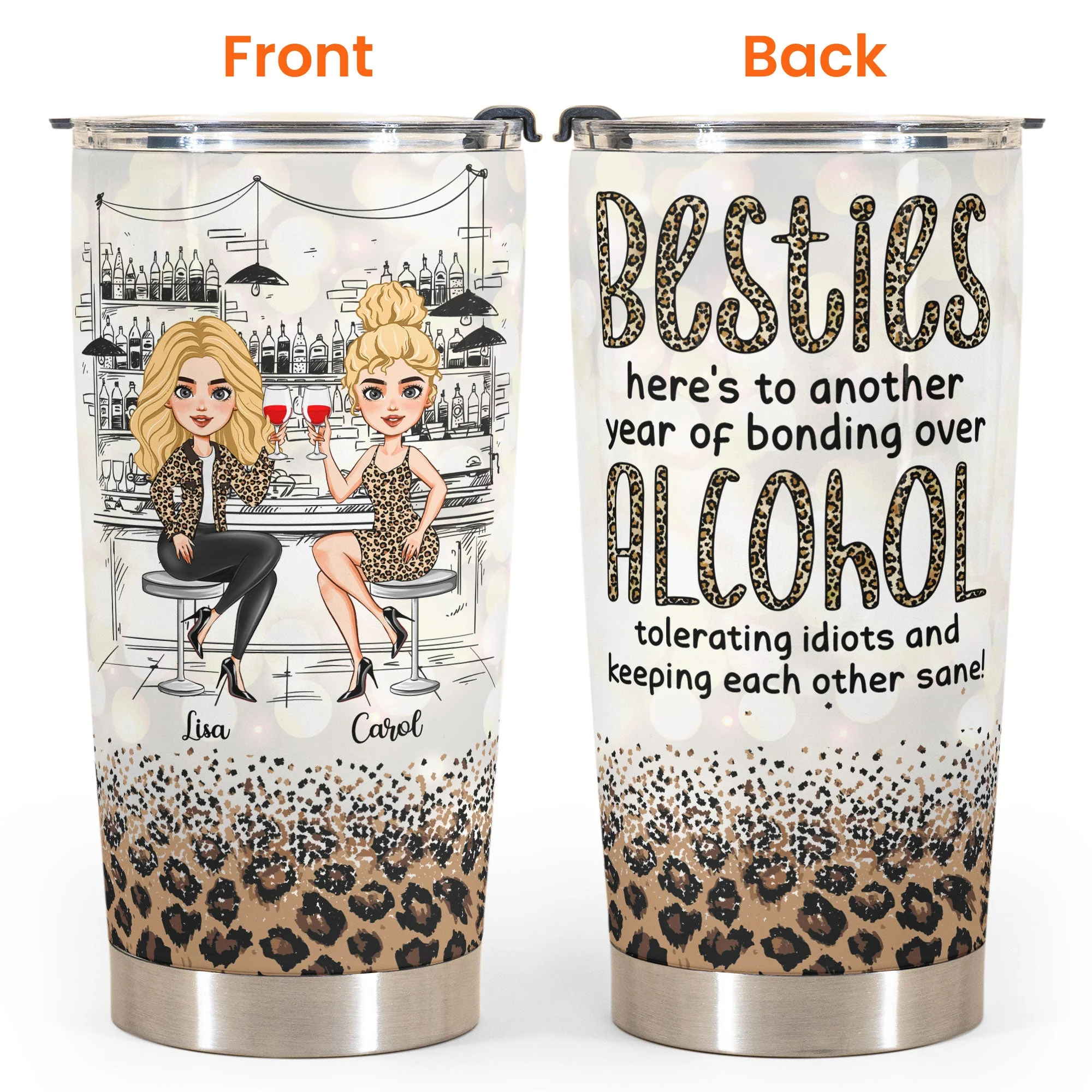 Bonding Over Alcohol - Personalized Tumbler Cup - Birthday Gift For Besties, Soul Sisters, Sistas, Bff, Friends - Drinking Girls - Image 4